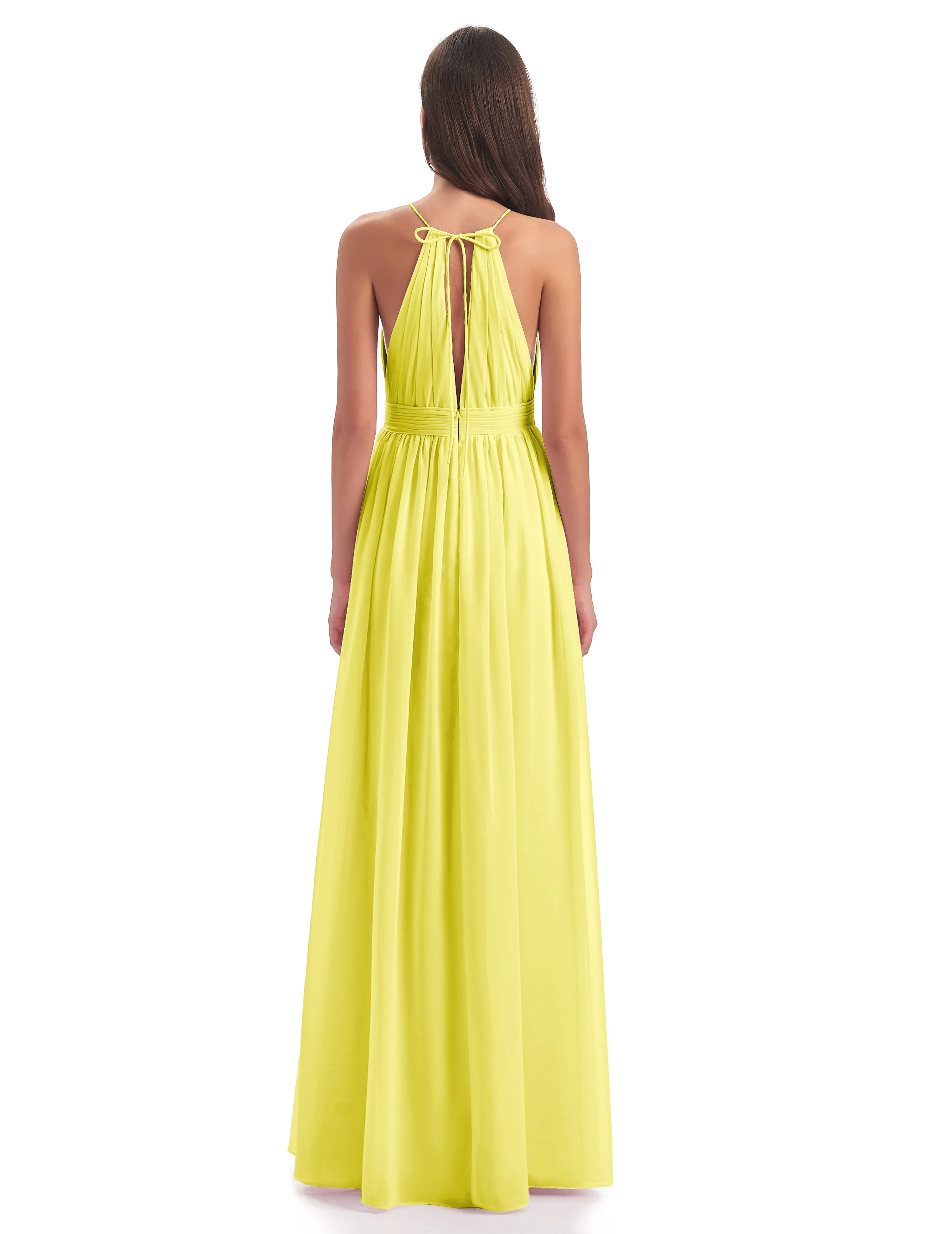 Marlowe Floor Length Halter Split Chiffon Bridesmaid Dresses