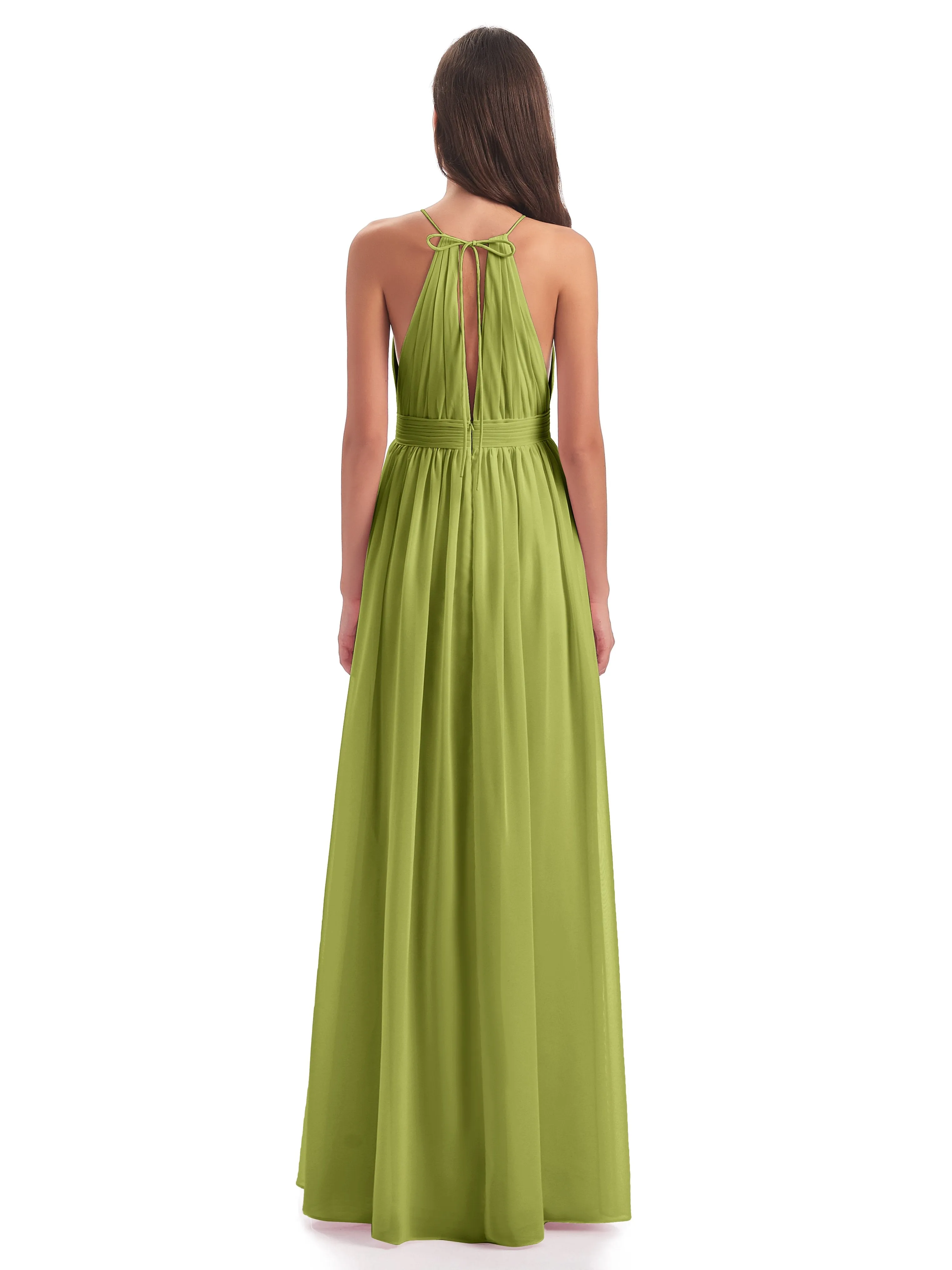 Marlowe Floor Length Halter Split Chiffon Bridesmaid Dresses