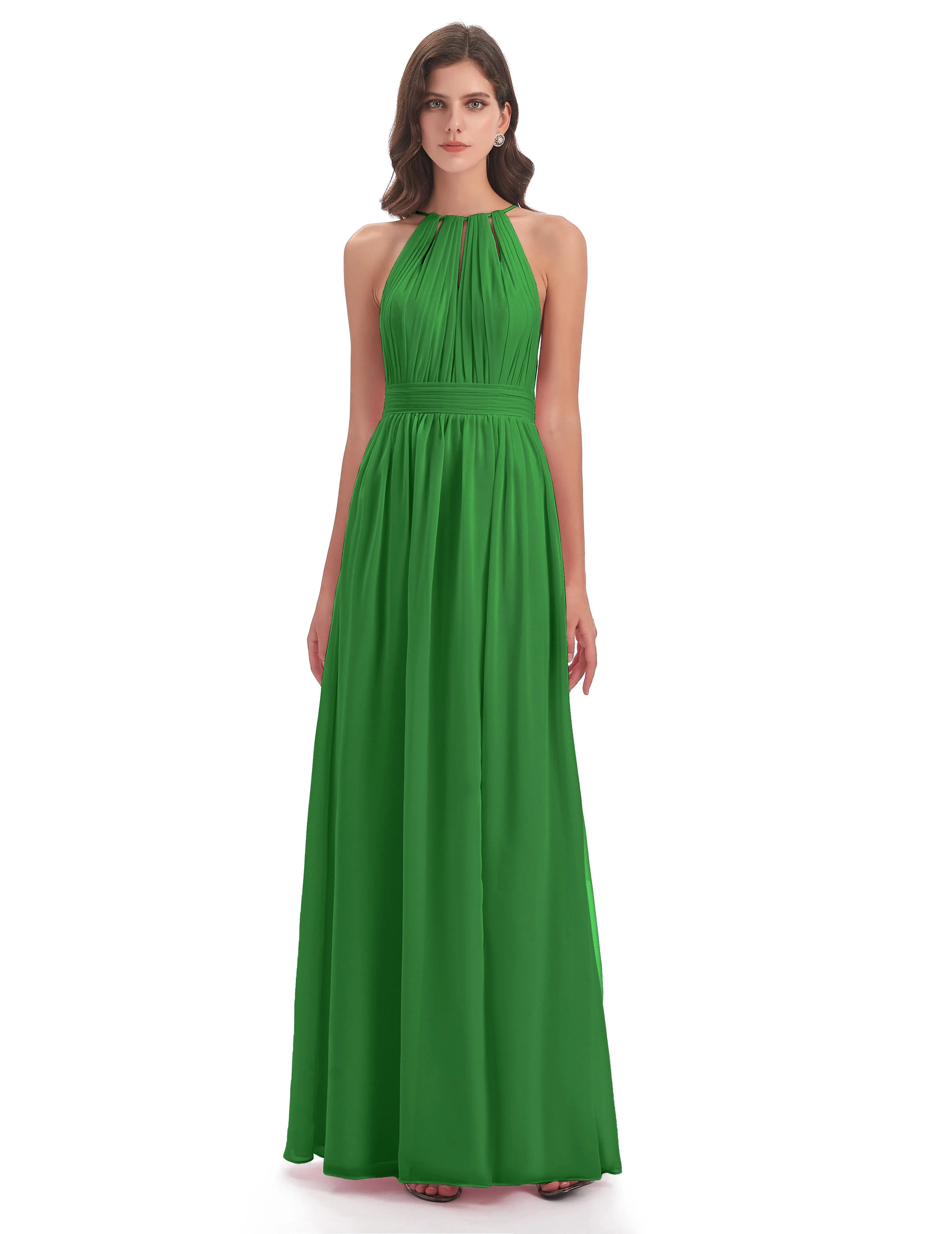 Marlowe Floor Length Halter Split Chiffon Bridesmaid Dresses