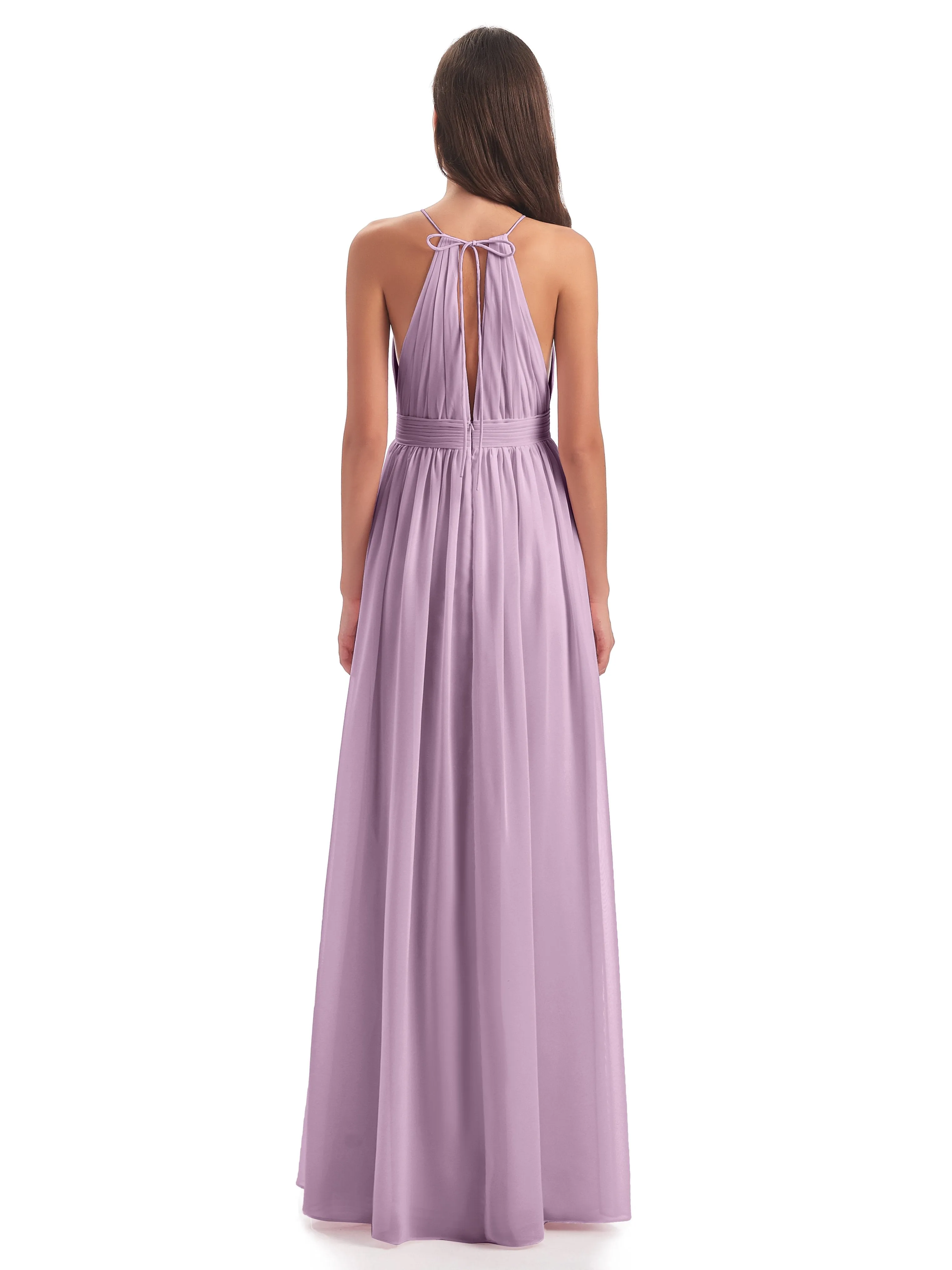 Marlowe Floor Length Halter Split Chiffon Bridesmaid Dresses