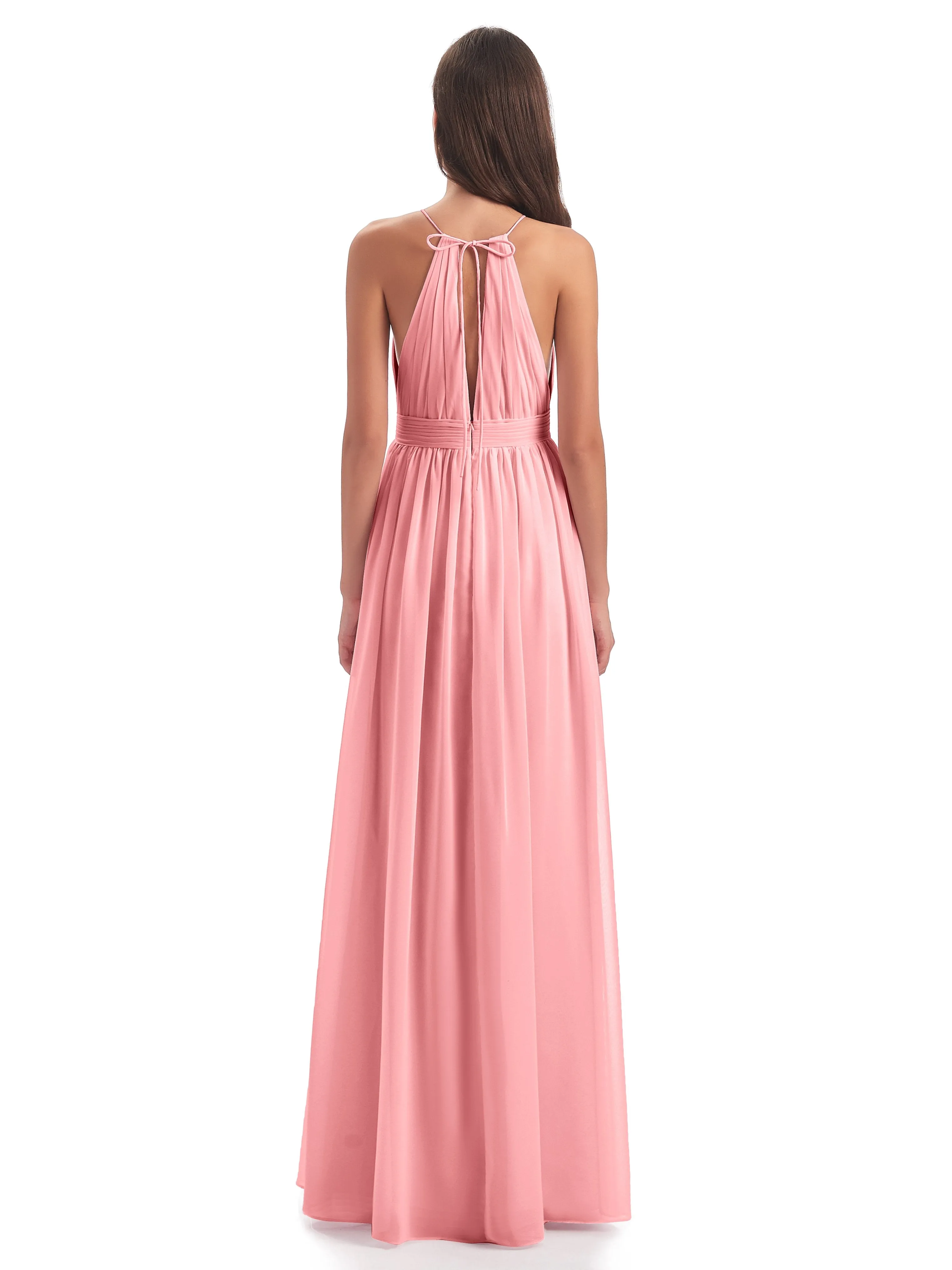 Marlowe Floor Length Halter Split Chiffon Bridesmaid Dresses