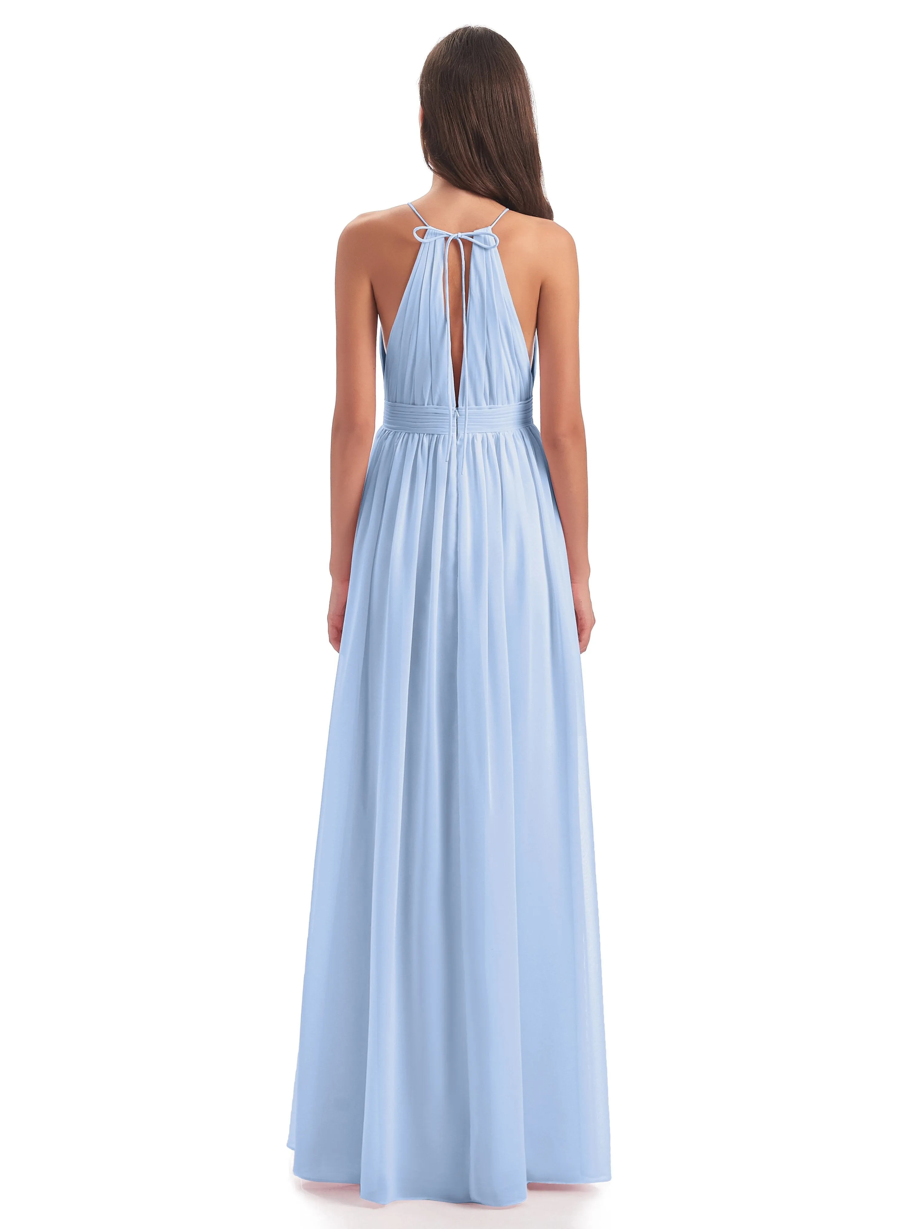 Marlowe Floor Length Halter Split Chiffon Bridesmaid Dresses