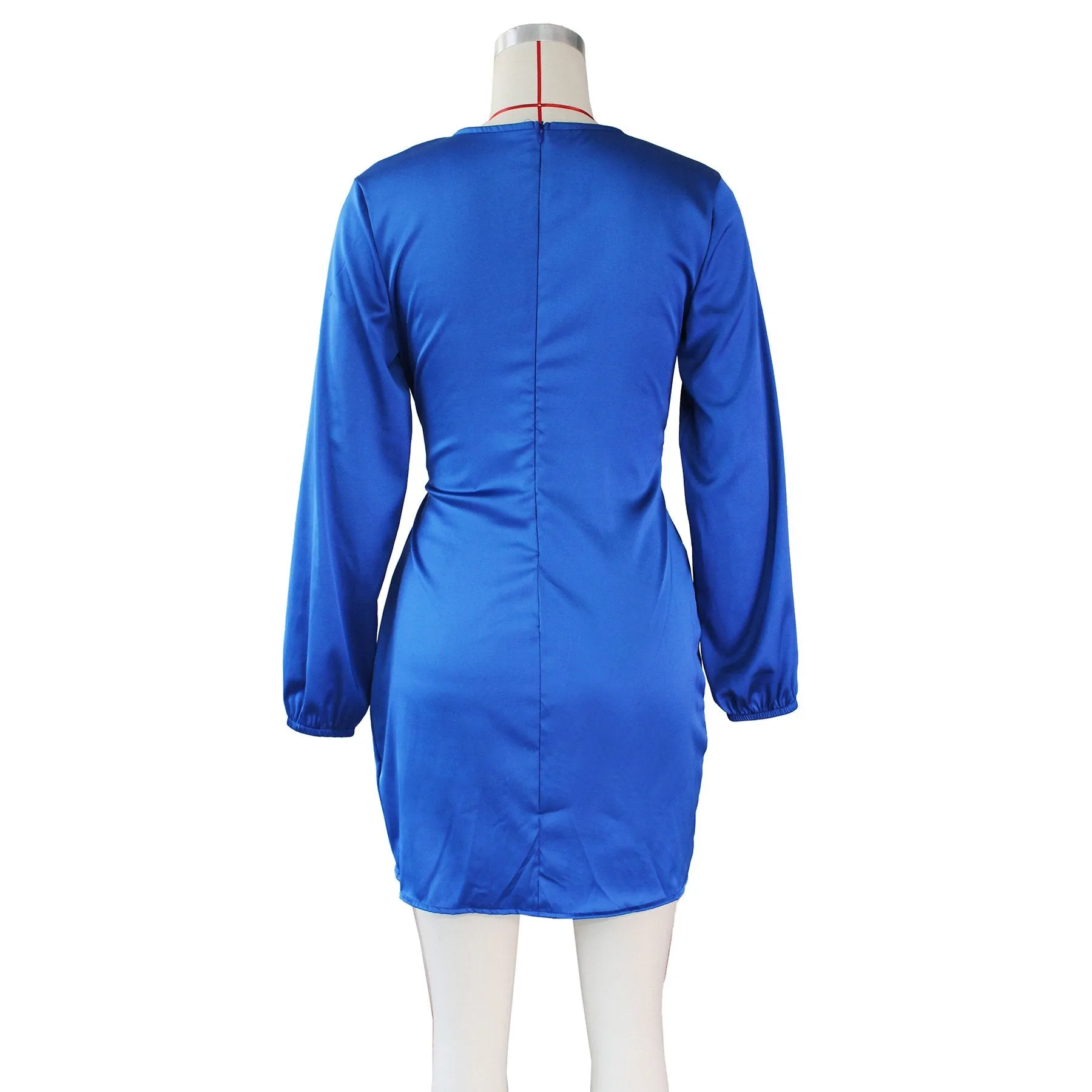 MB FASHION Satin Wrap Mini Dress with V-Neck and Tie Waist Detail 12556R