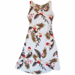 Moon White Fiesta Hawaiian Dress