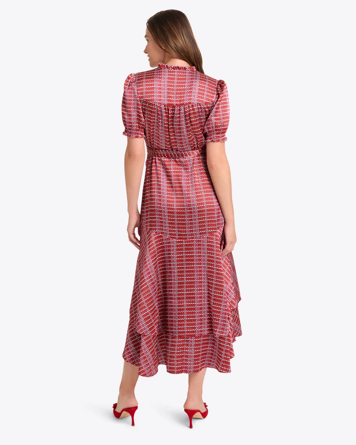 Naomi Wrap Dress in Dotted Grid