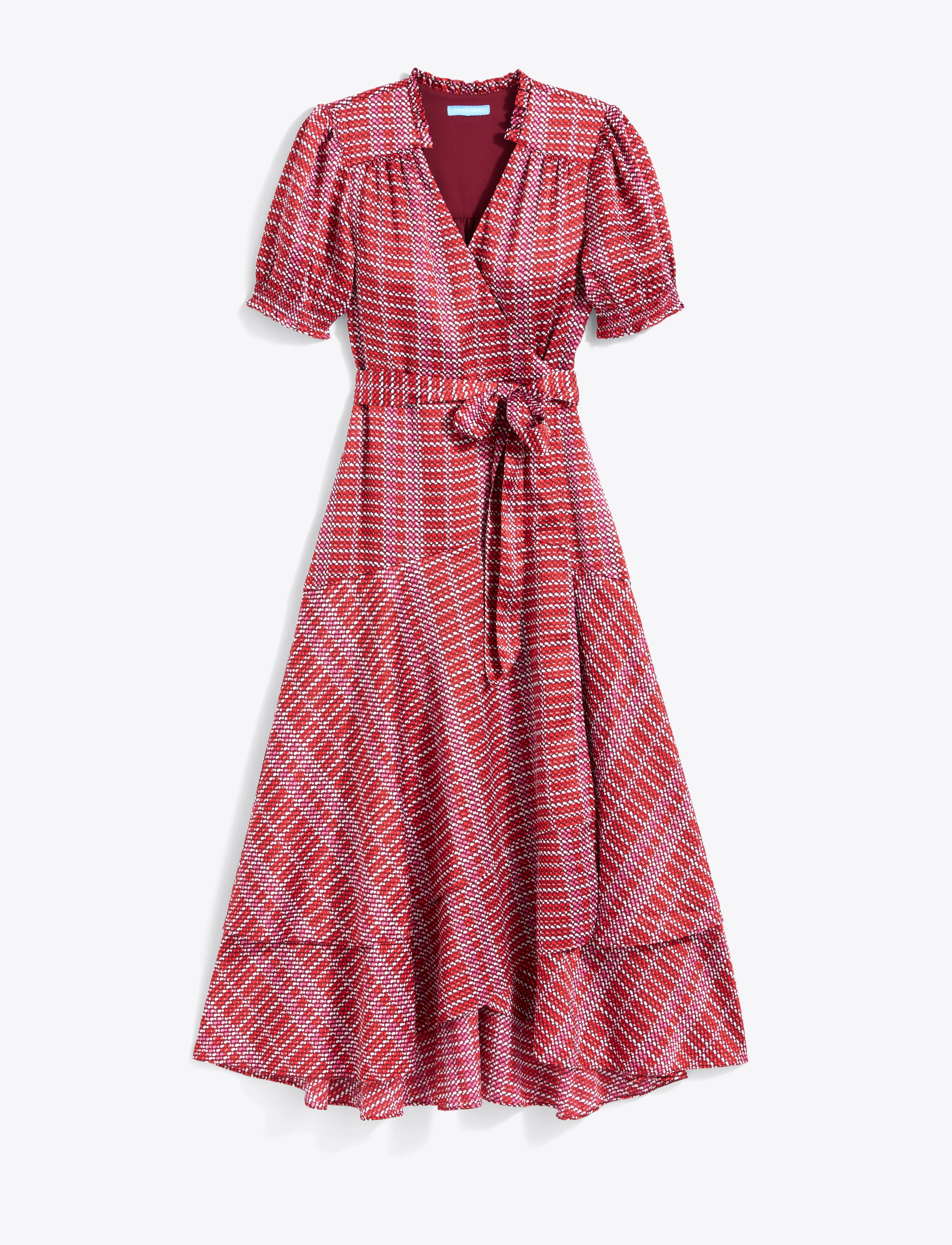 Naomi Wrap Dress in Dotted Grid