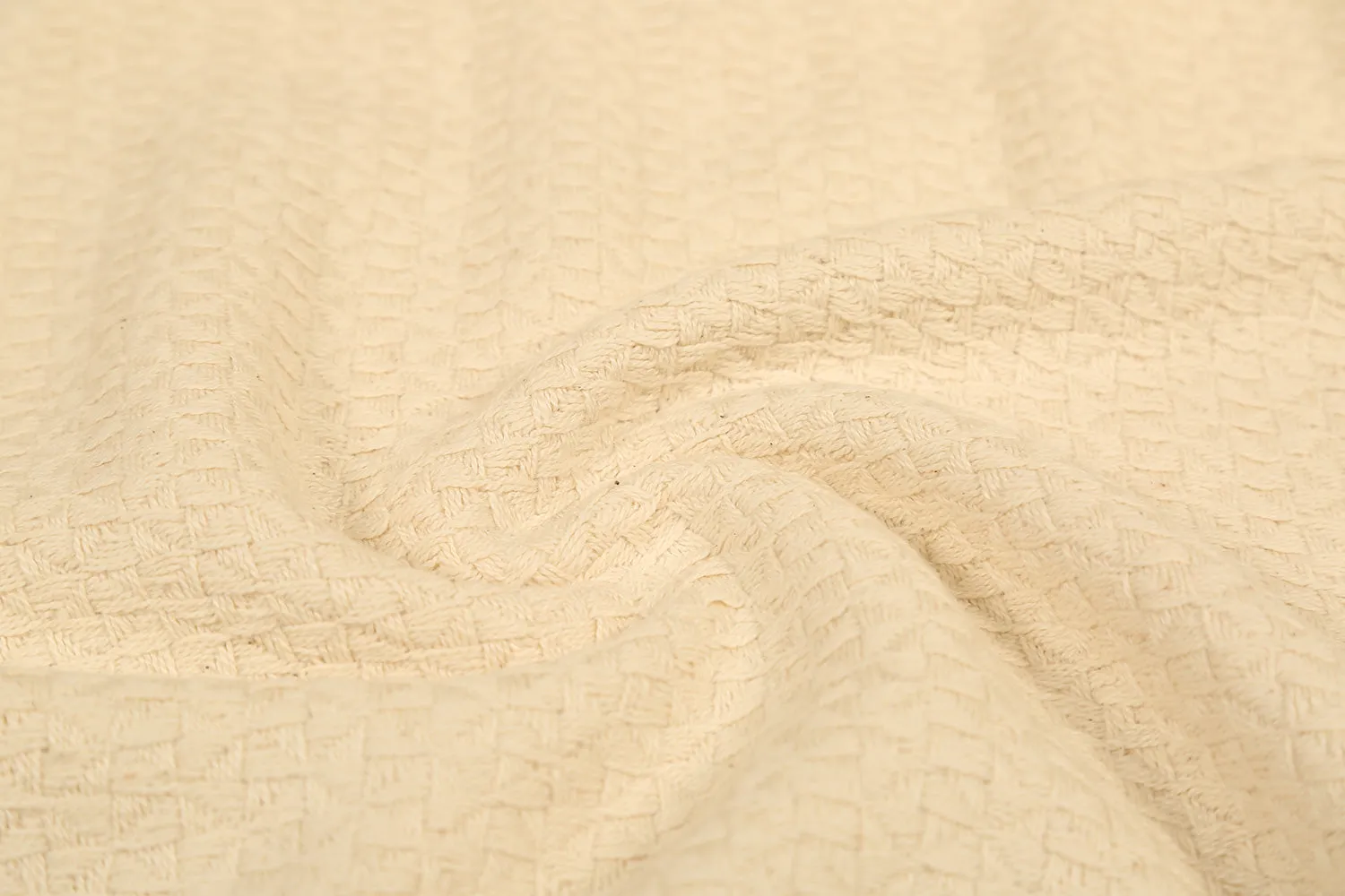 Natural Cream Abstract Textured Cotton Fabric