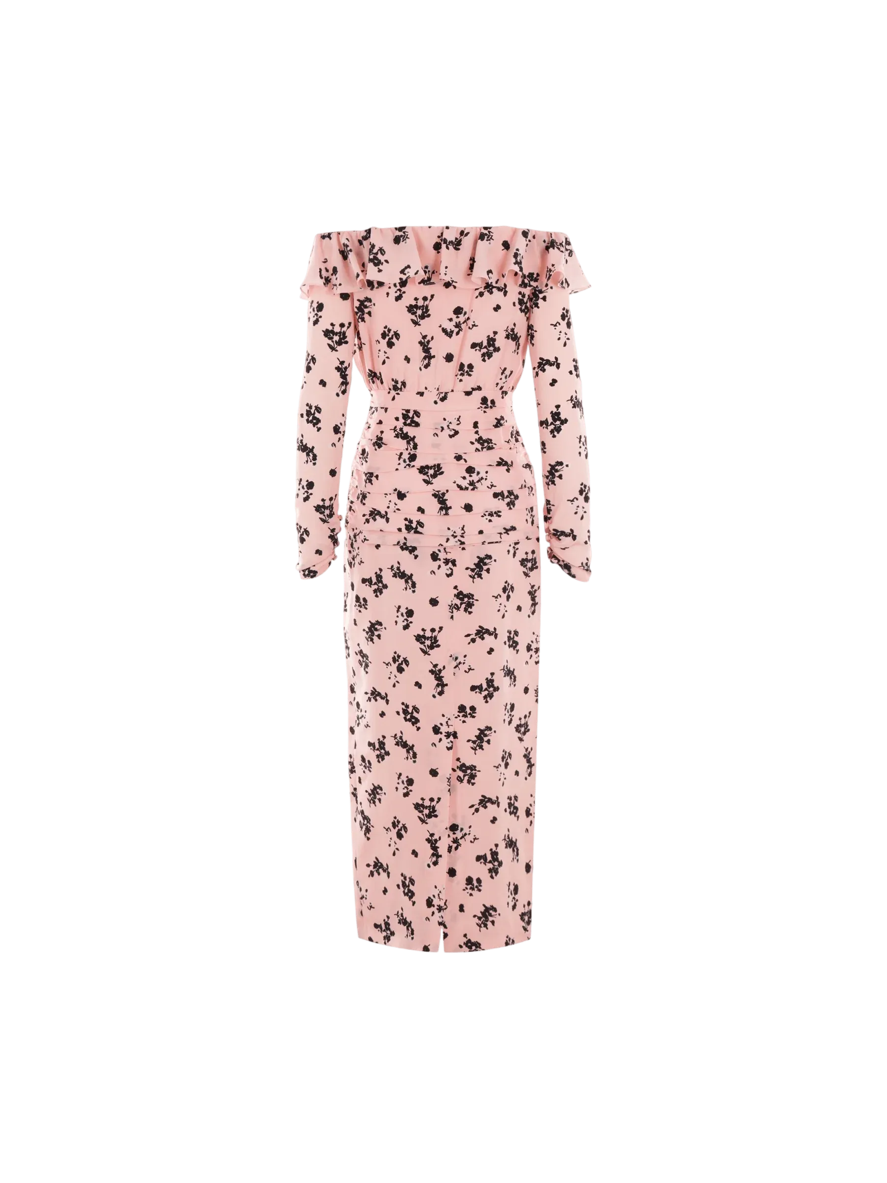 Off-the-shoulder Floral Silk Dress
