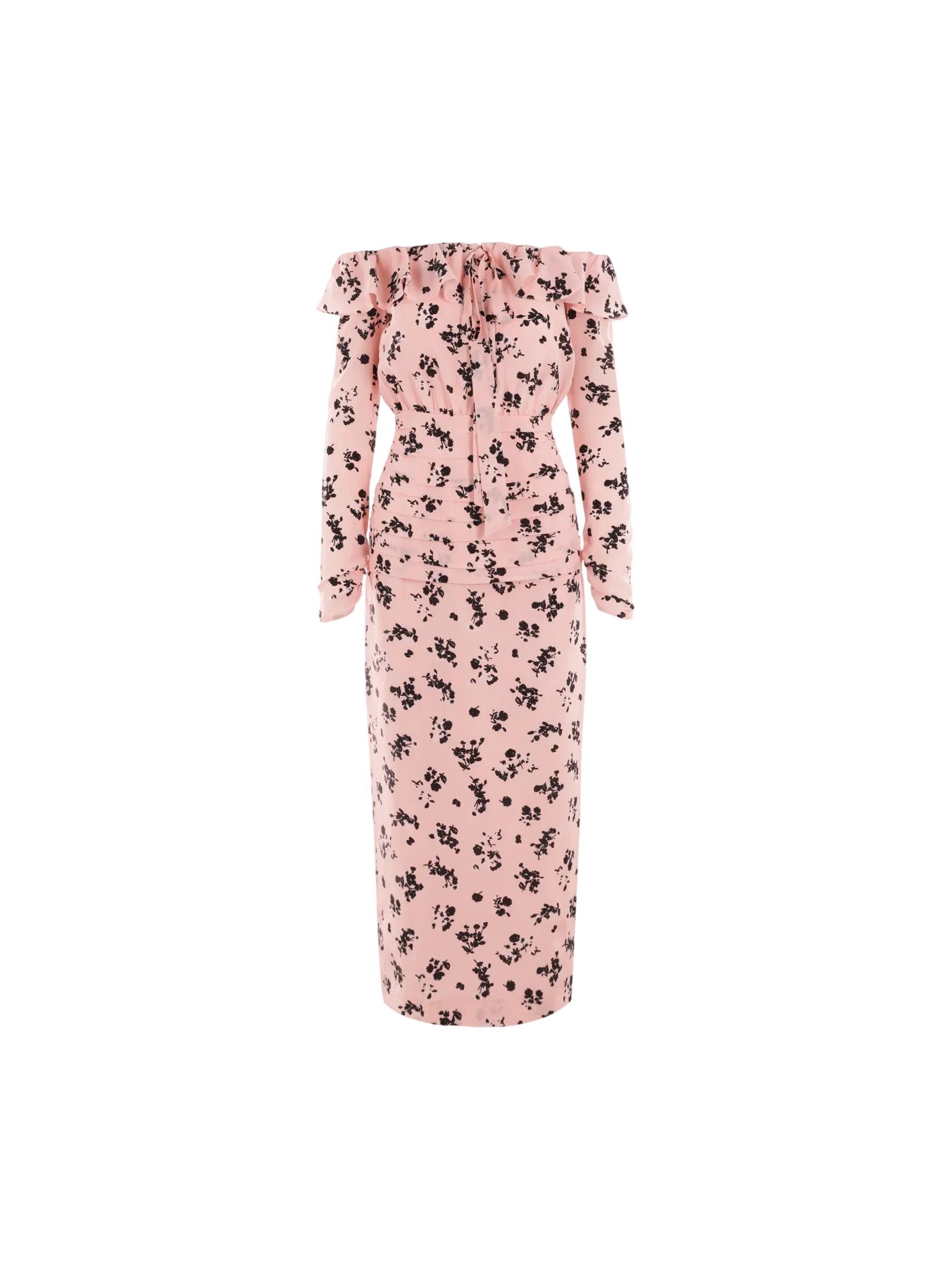 Off-the-shoulder Floral Silk Dress