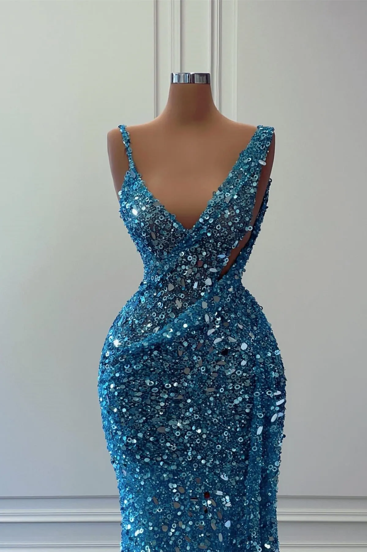 Off The Shoulder Sleeveless Mermaid Long Prom Gown with Sequins