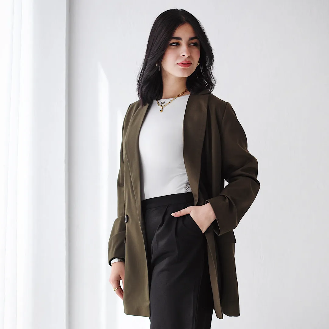 Olive loose fit blazer