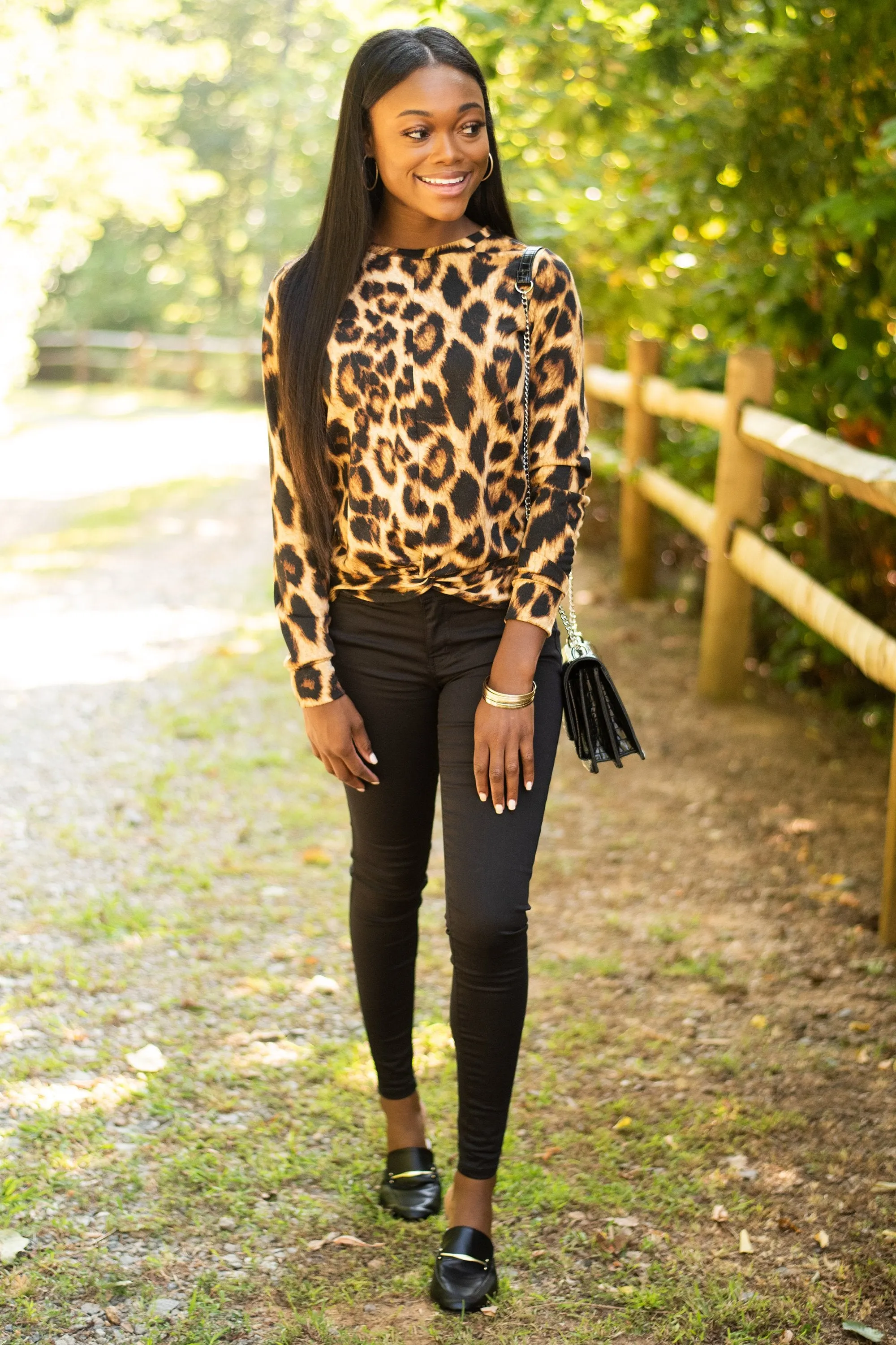 On Your Time Brown Leopard Top