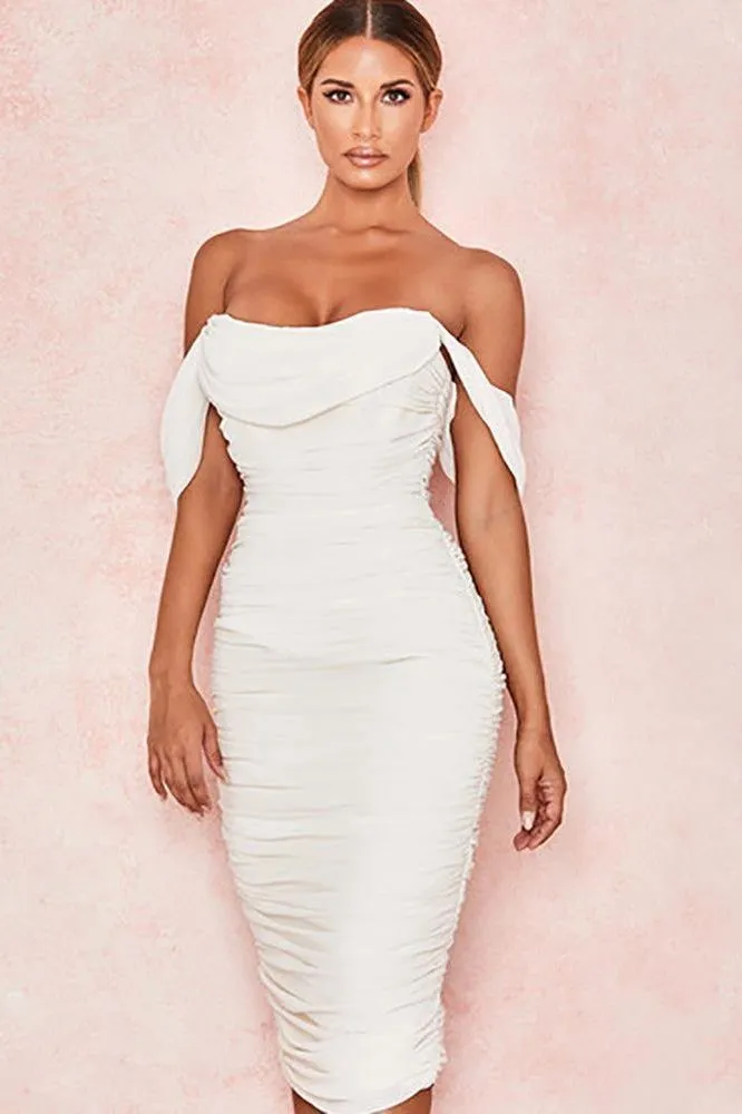 one word shoulder bosom to pull plait dress