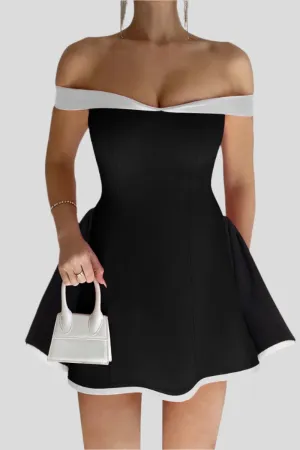 Open top black slim hip dress