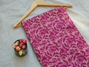 Pink Floral Pure Cotton Kantha Fabric