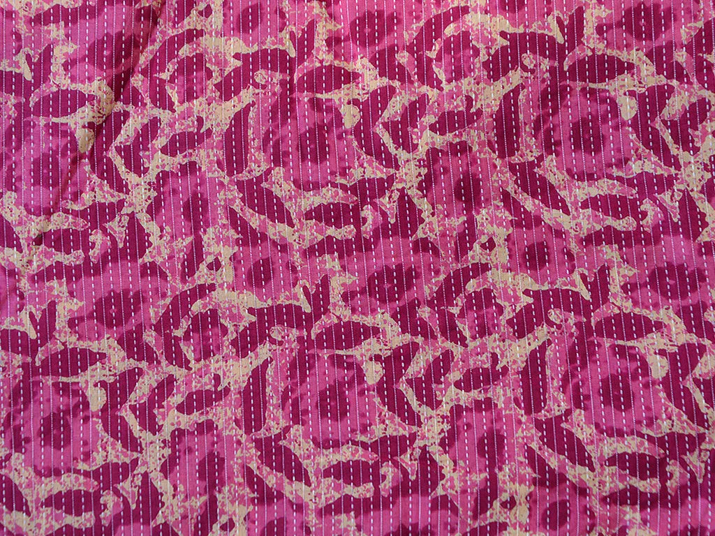 Pink Floral Pure Cotton Kantha Fabric