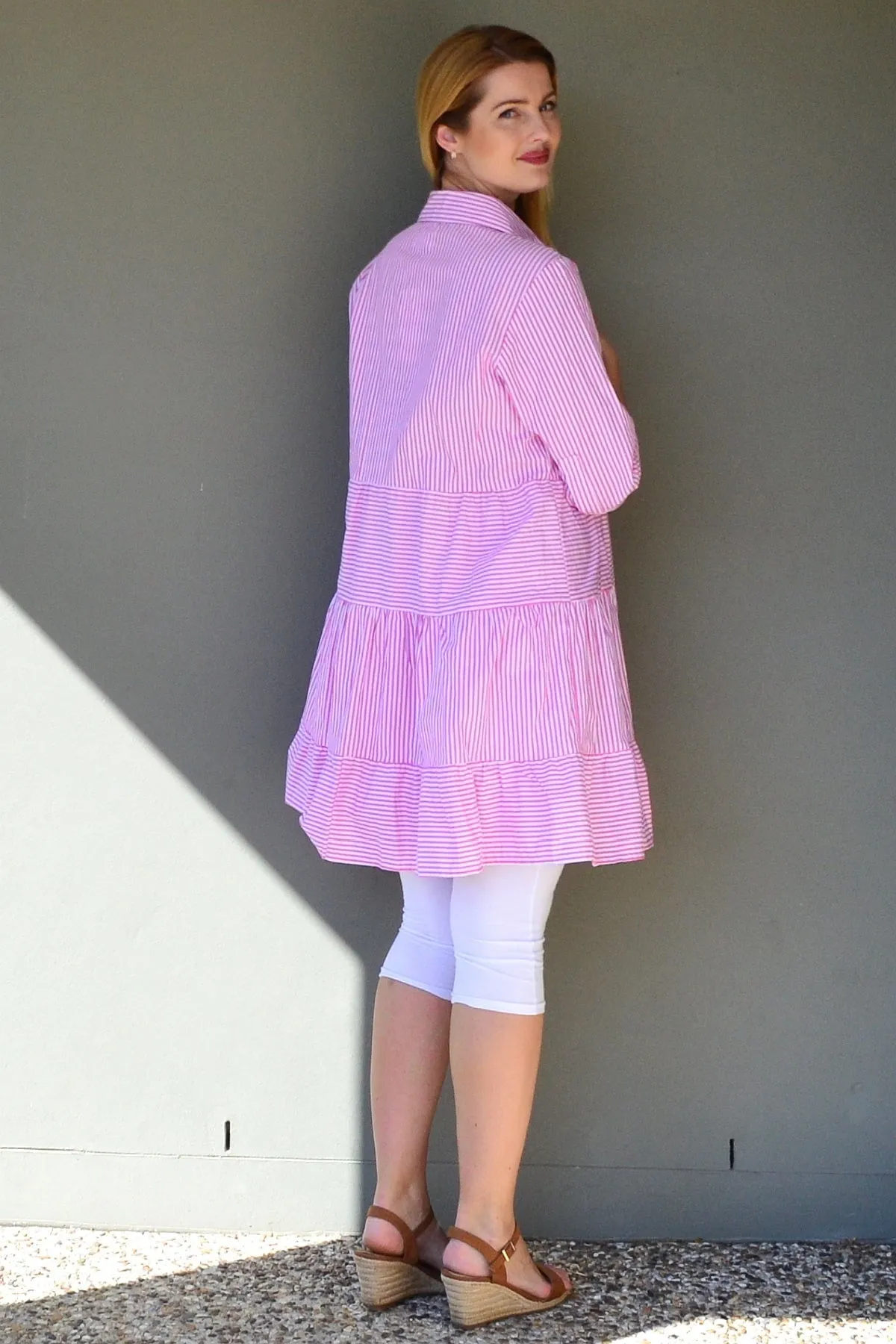 Pink White Striped Tunic Dress