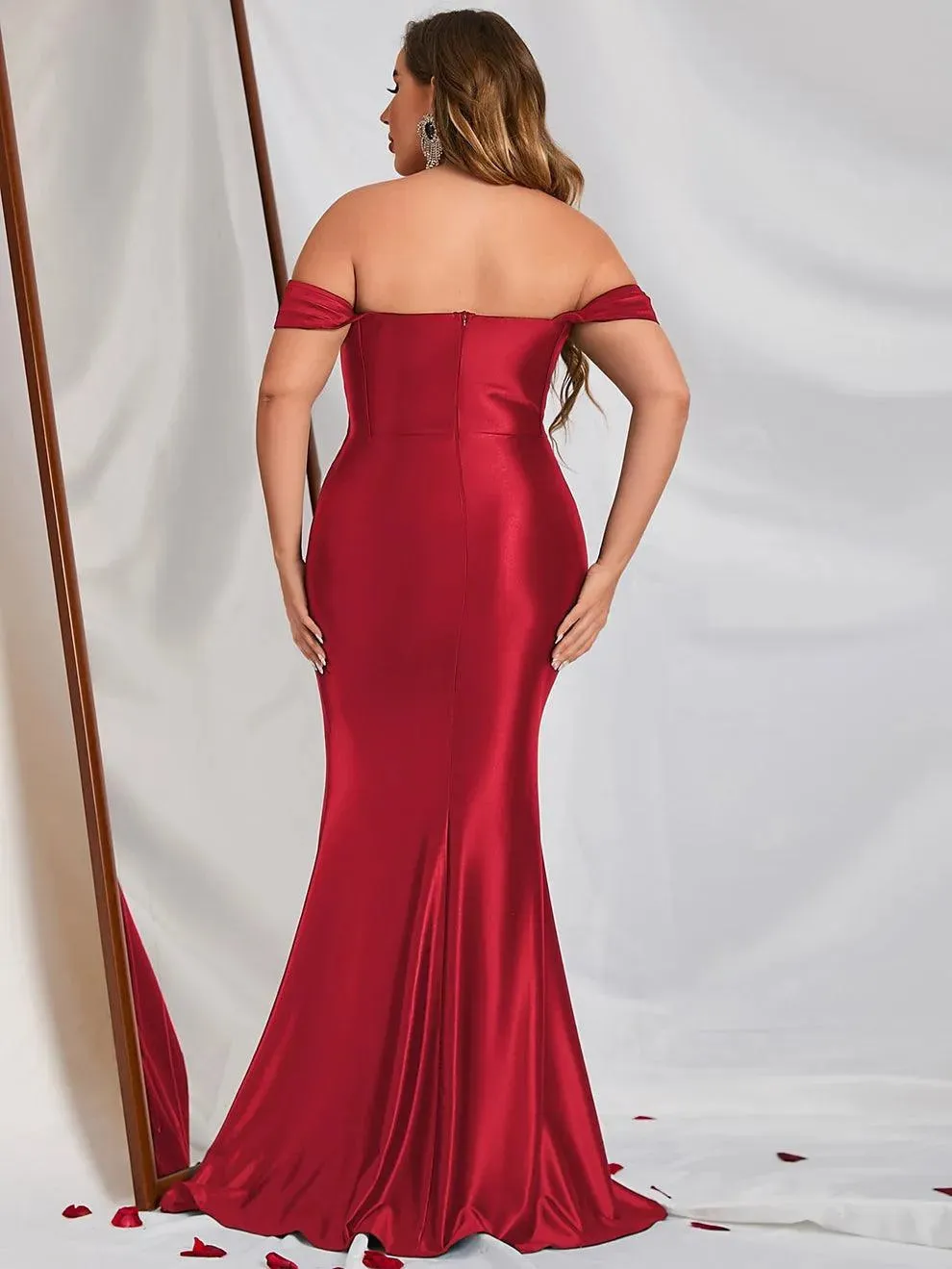 Plus Off Shoulder Satin Mermaid Dresses