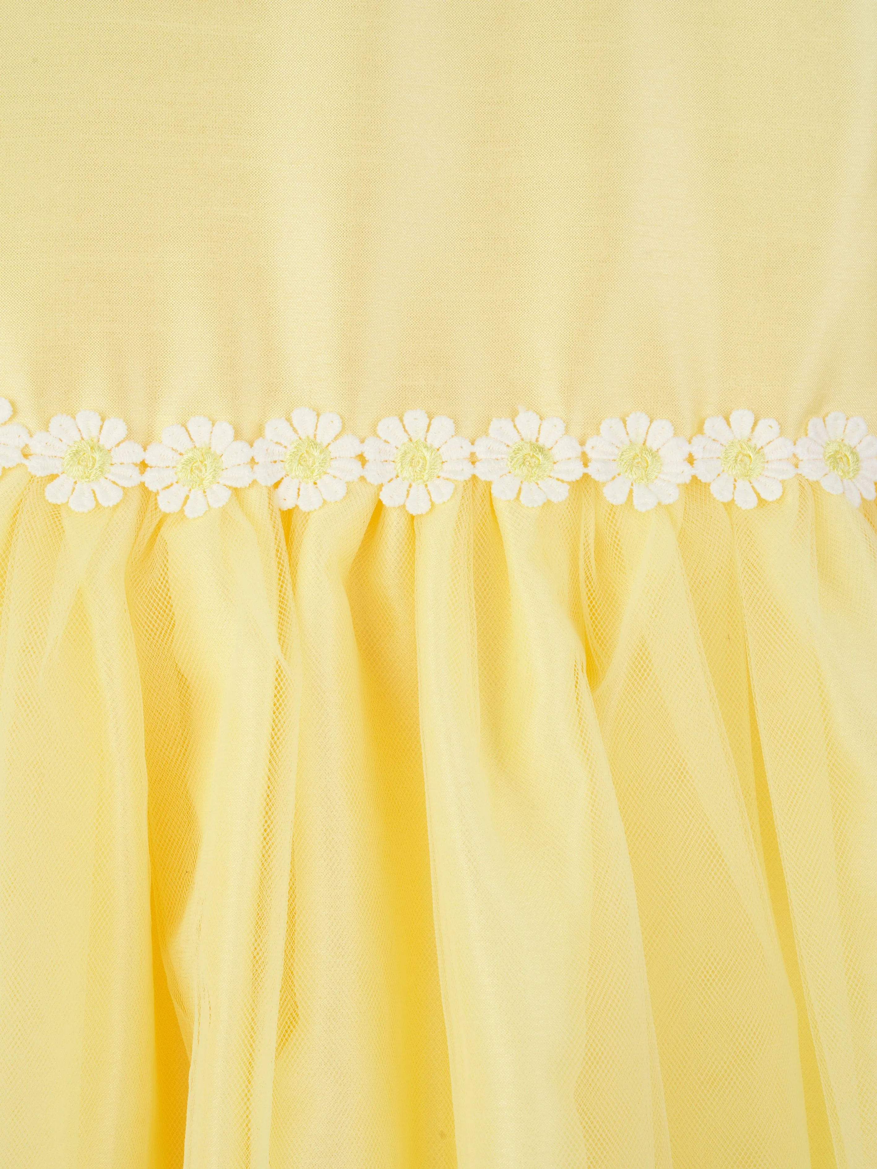 Rachel Riley Girls Daisy Tulle Dress in Yellow