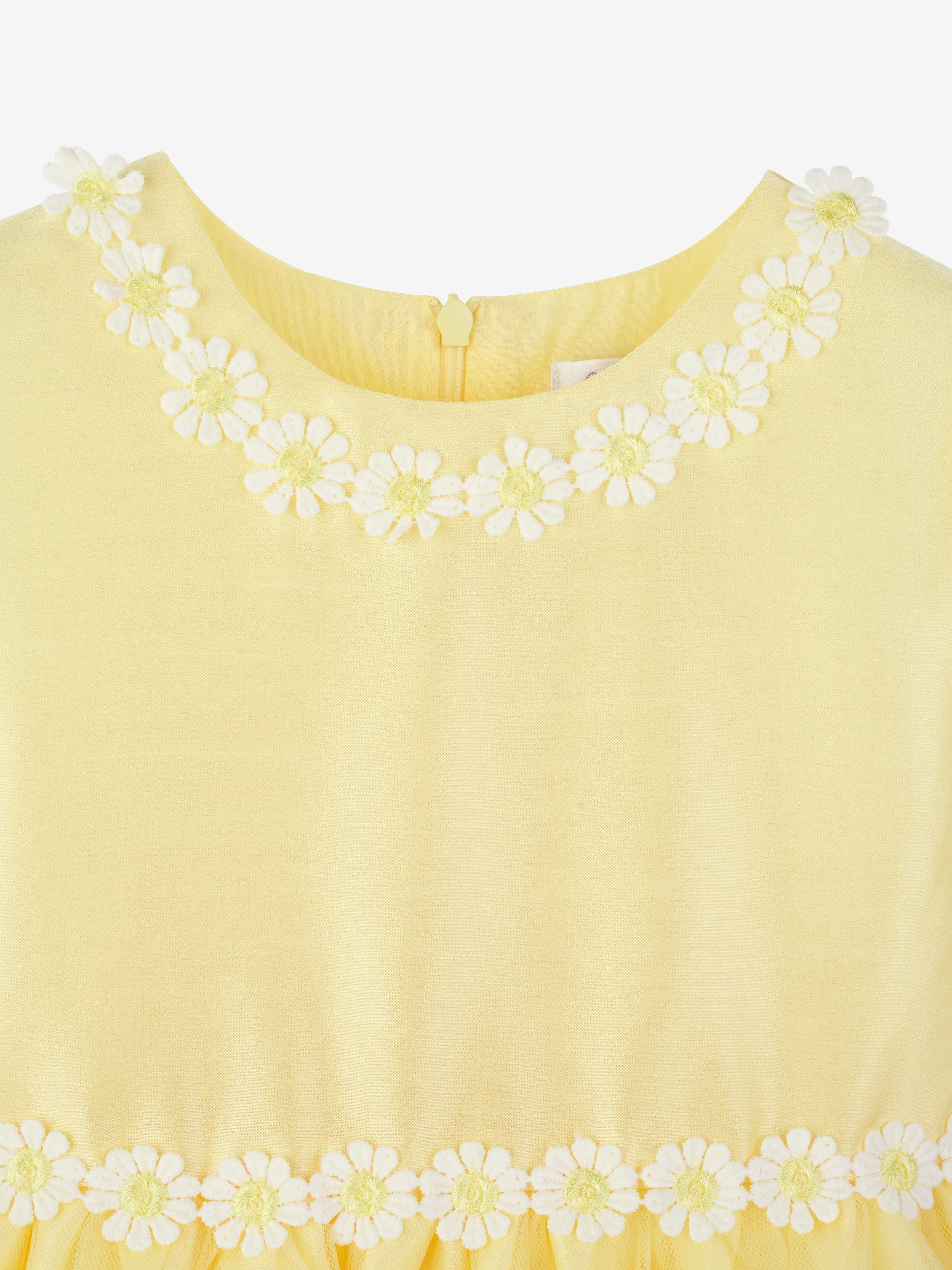 Rachel Riley Girls Daisy Tulle Dress in Yellow