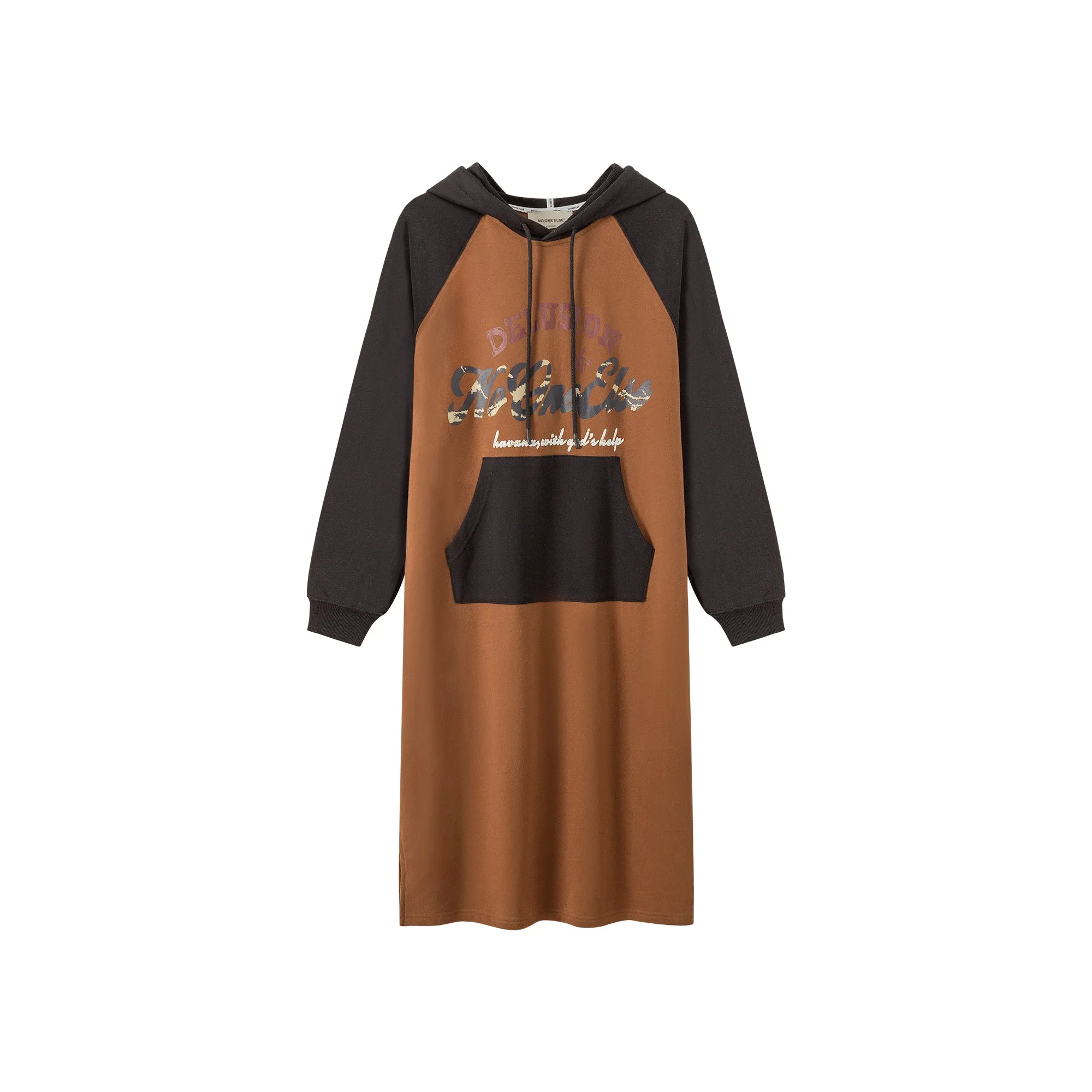 Raglan Loose Fit Hooded Dress
