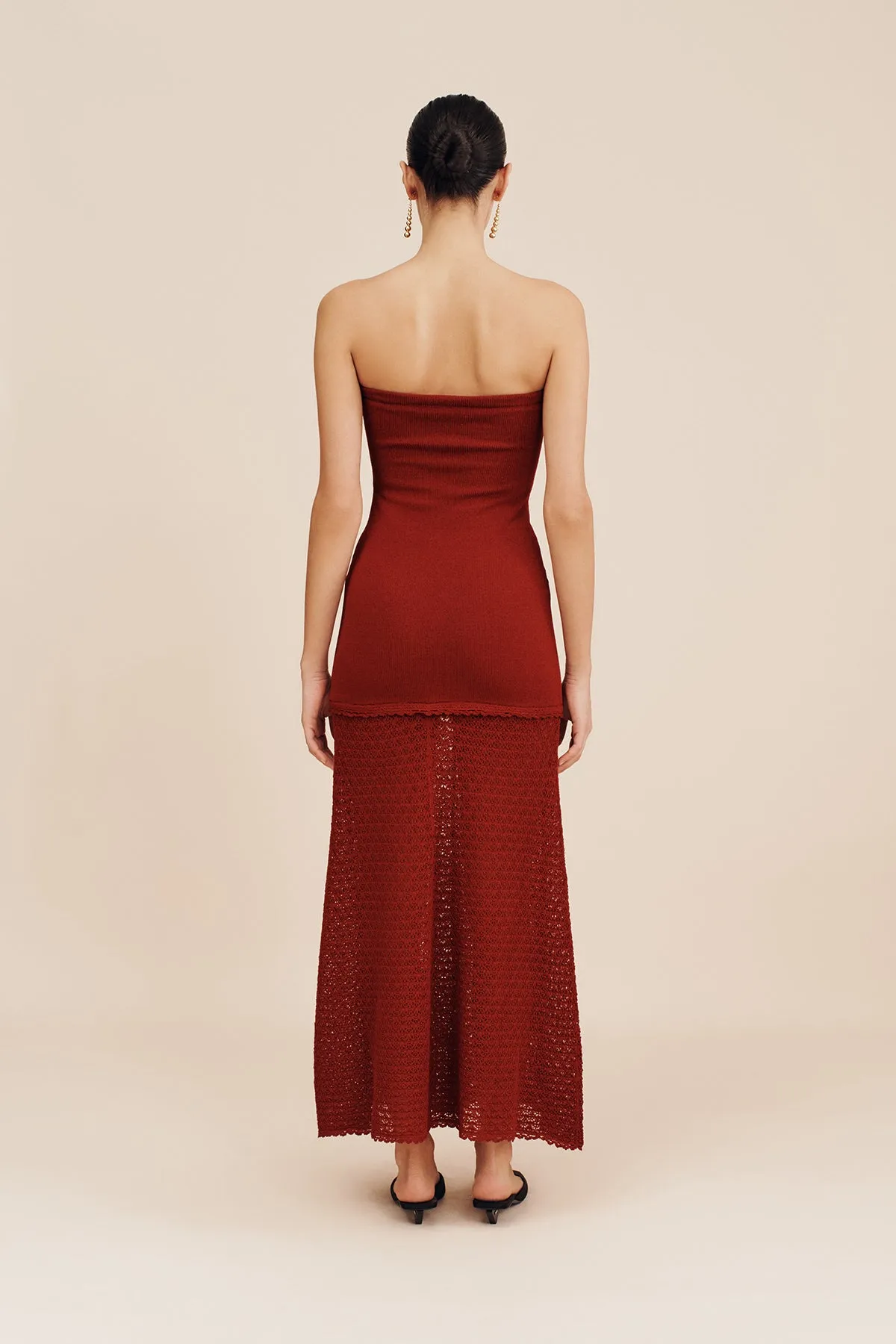 ROMY STRAPLESS DRESS - CHILLI
