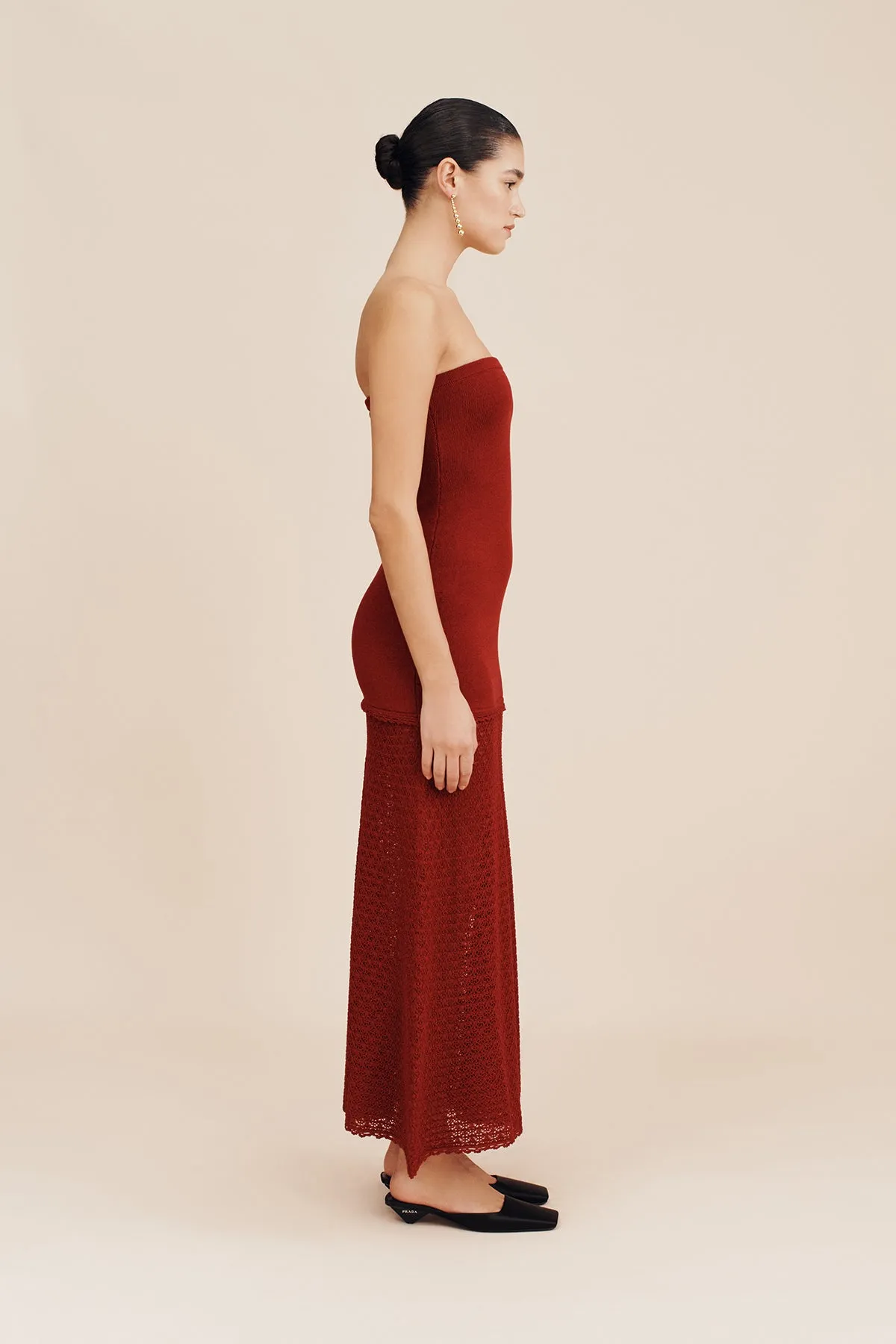 ROMY STRAPLESS DRESS - CHILLI