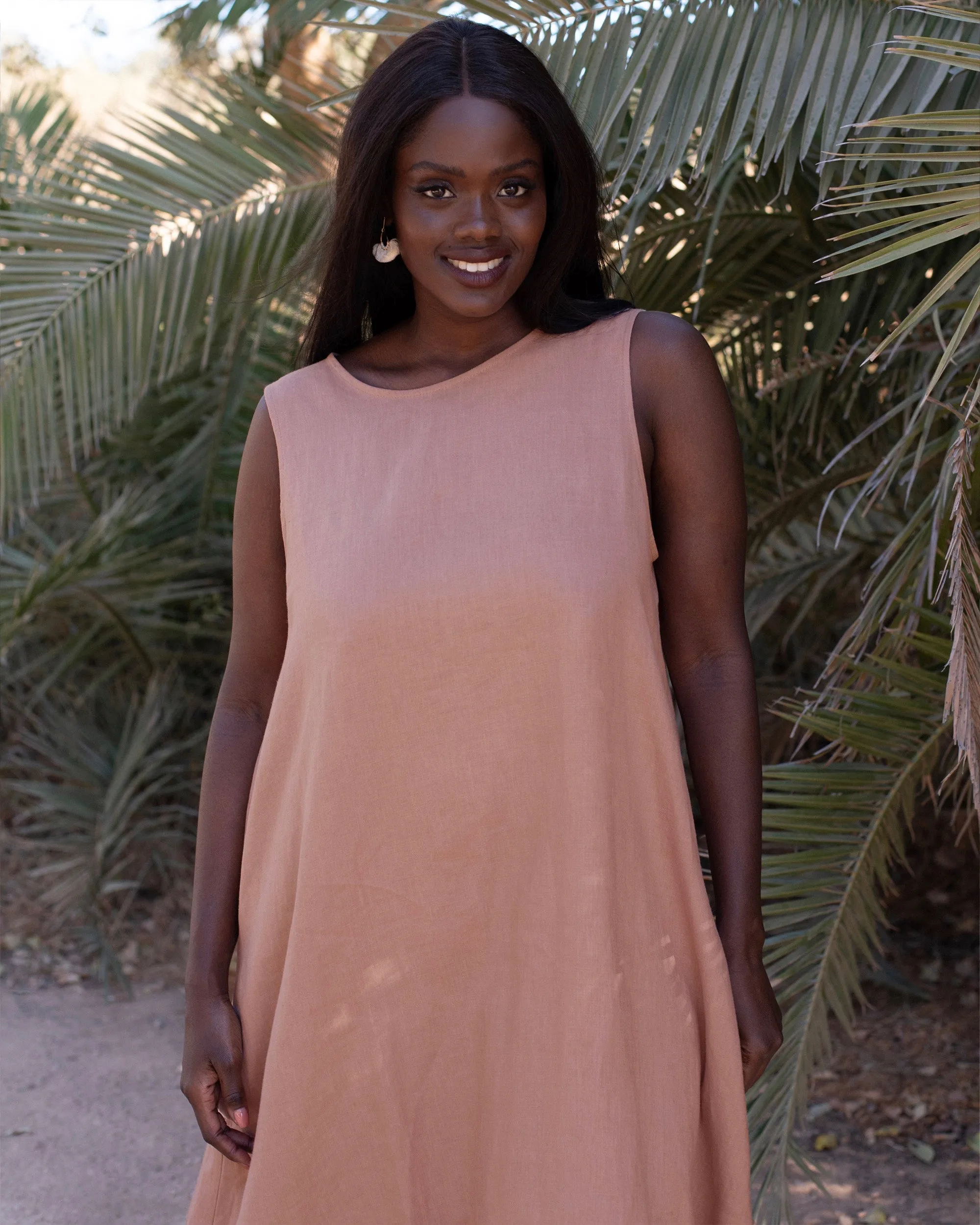 Royal TOSCANA linen dress in Ash rose