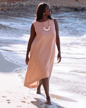 Royal TOSCANA linen dress in Ash rose