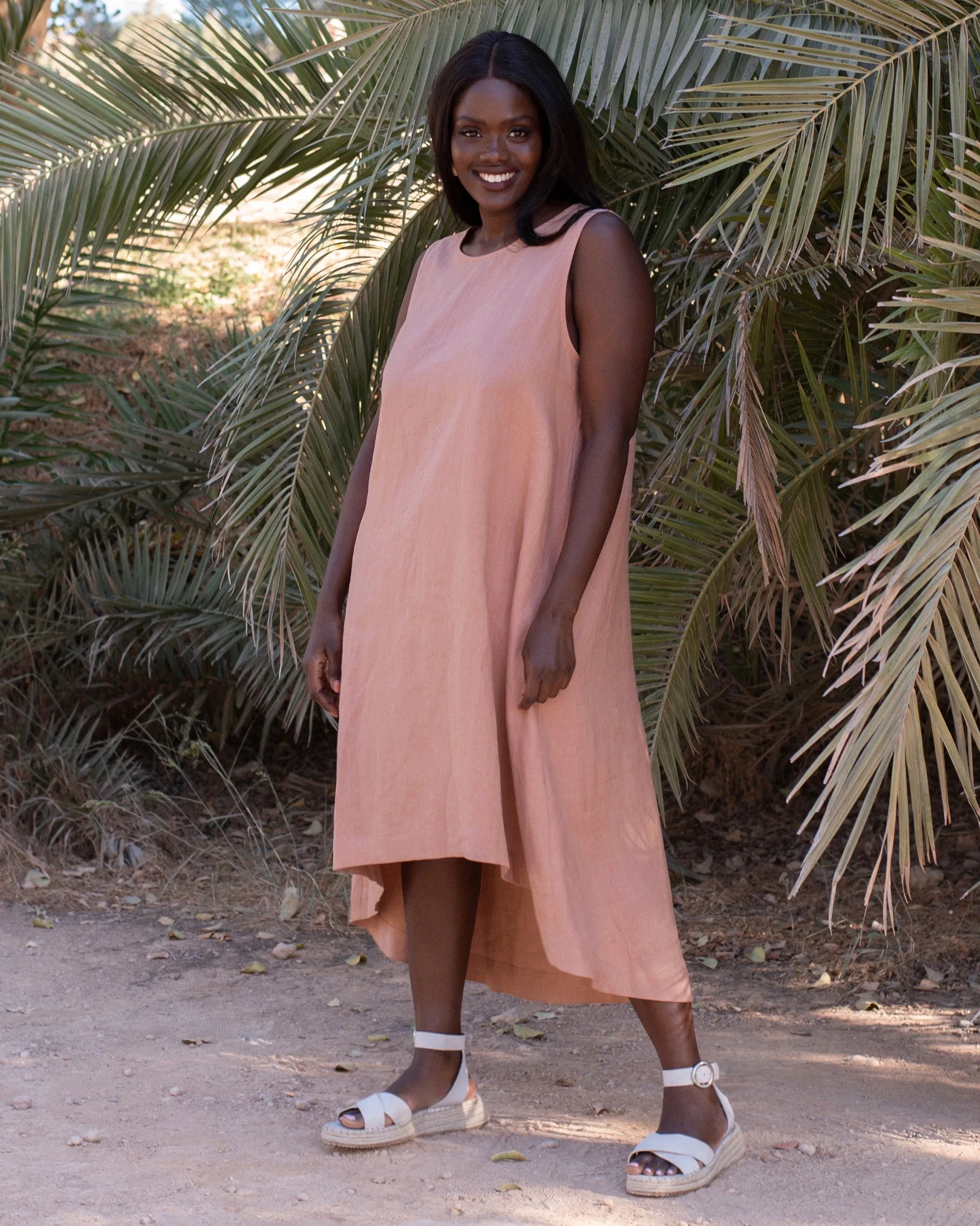 Royal TOSCANA linen dress in Ash rose