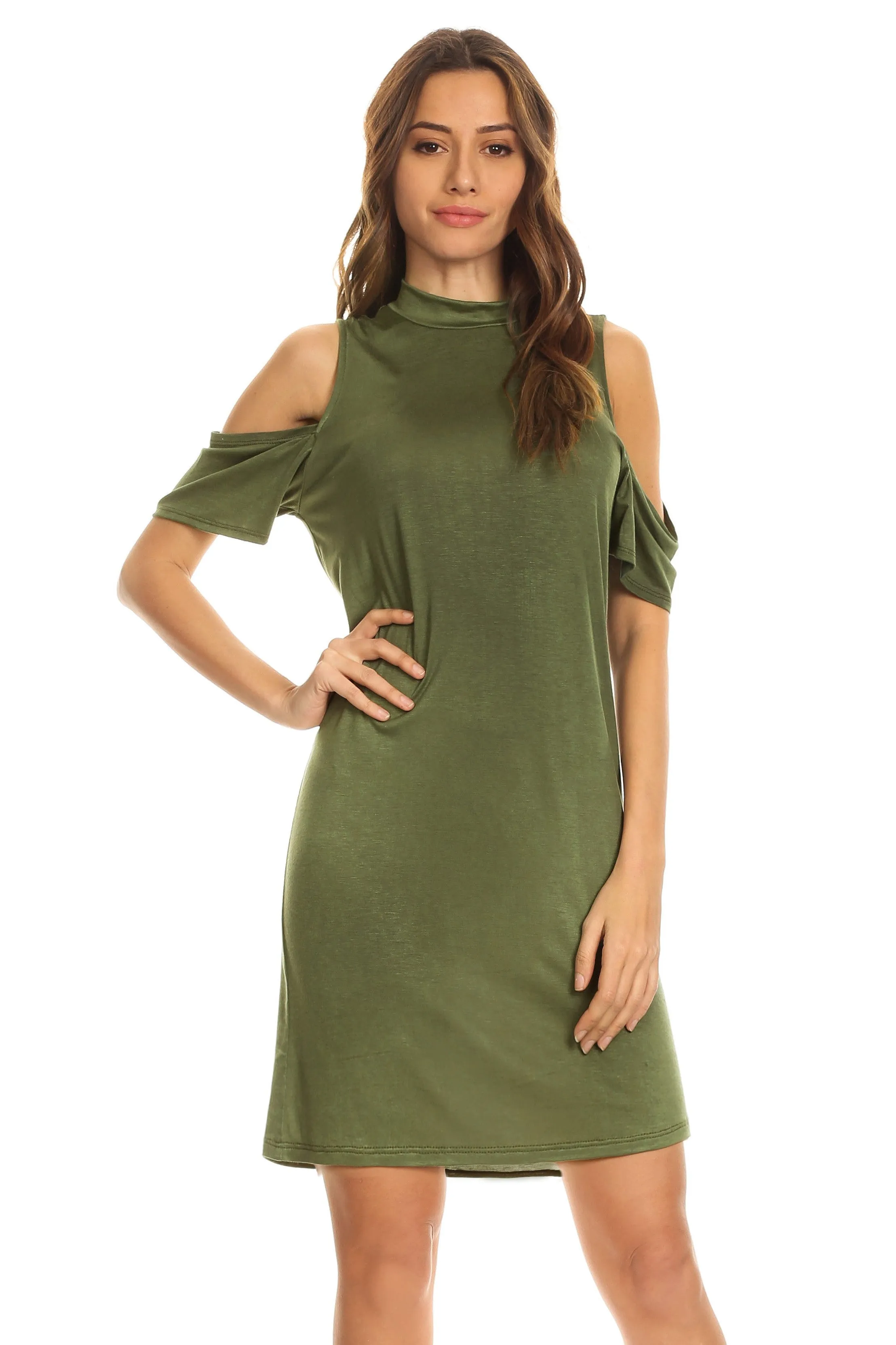 Set the Scene Cold Shoulder Shift Dress