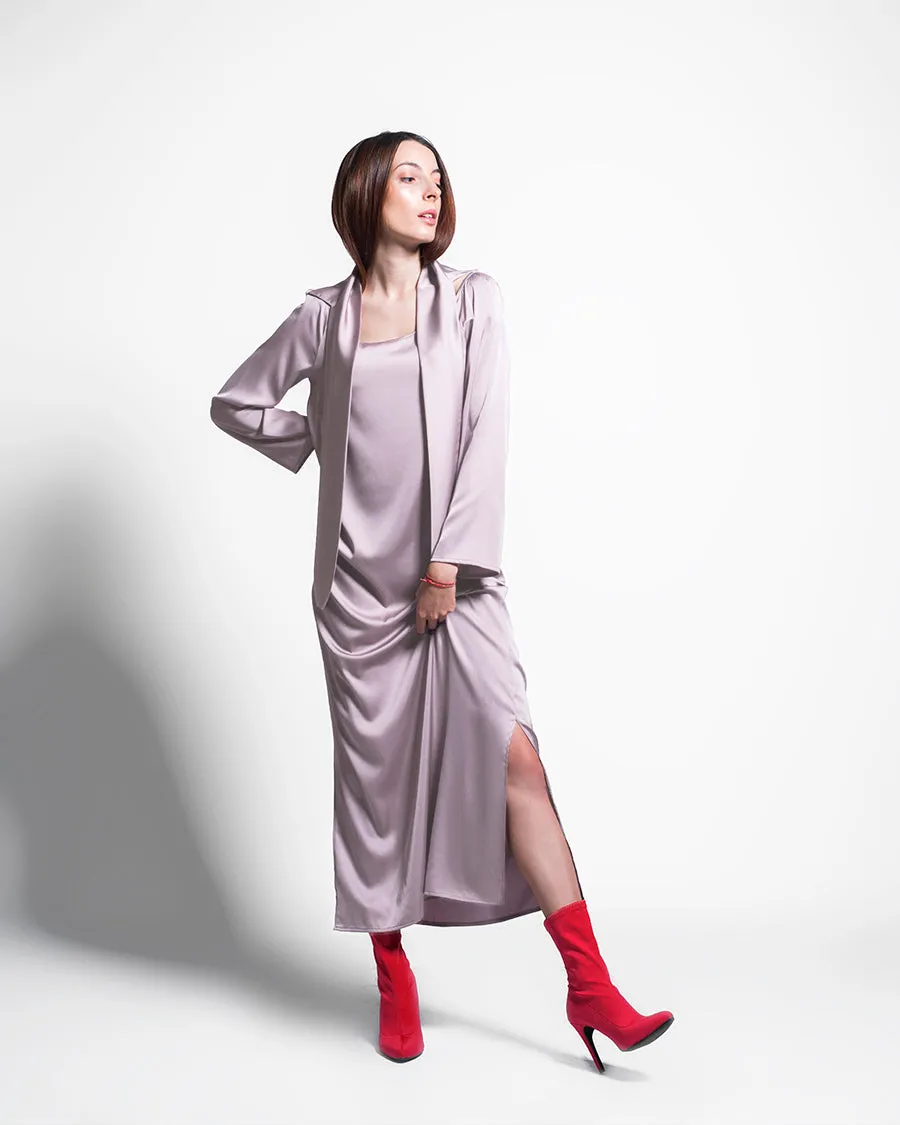 Silk-Satin Dress - Dusty Pink