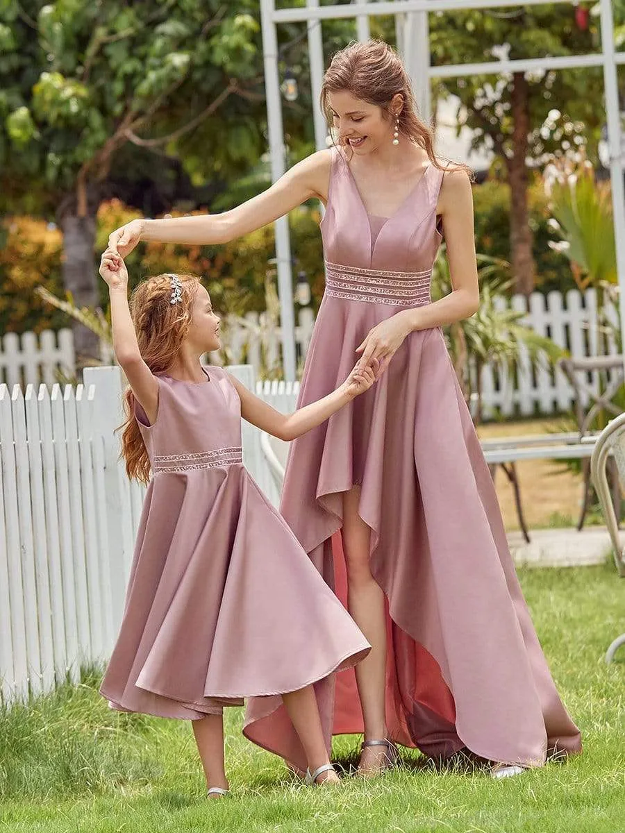 Simple Flower Girl Dresses for Wedding with Round Neck