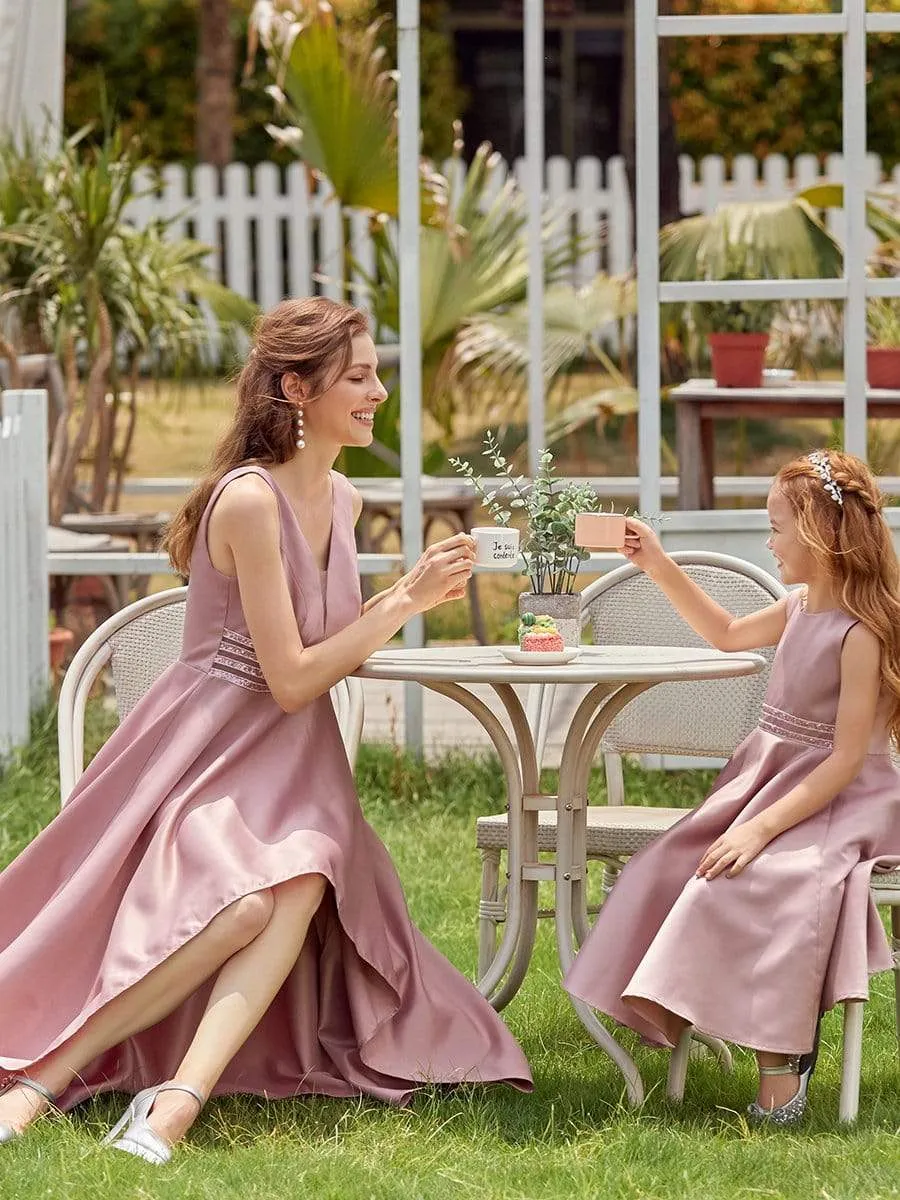 Simple Flower Girl Dresses for Wedding with Round Neck