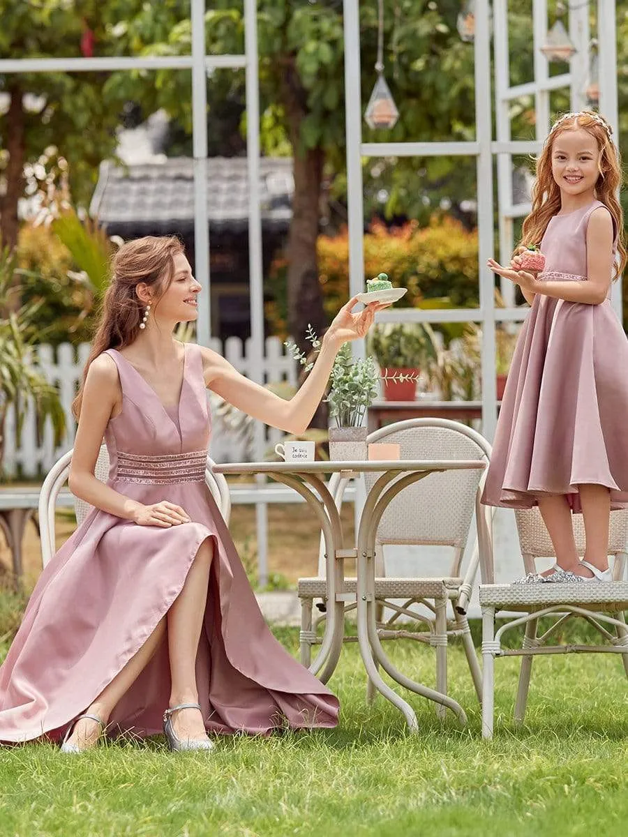 Simple Flower Girl Dresses for Wedding with Round Neck