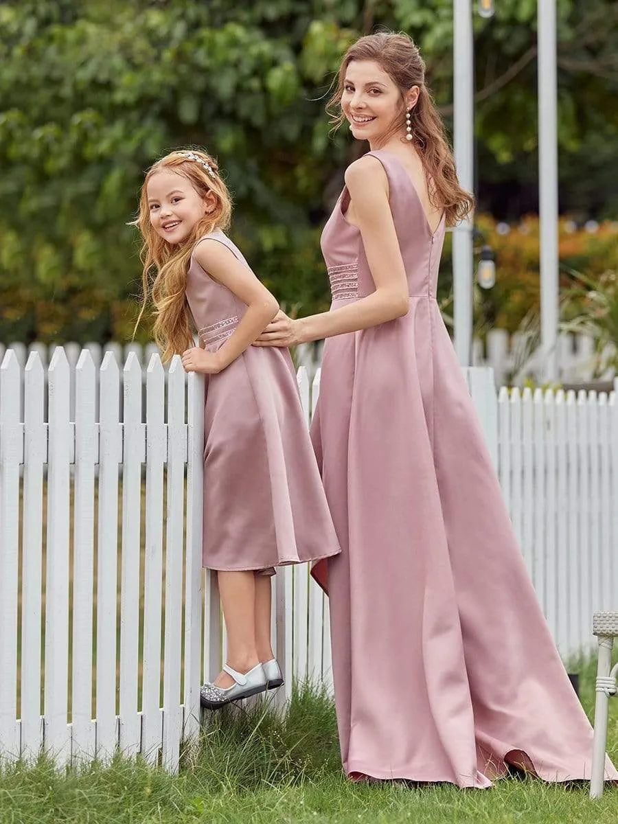 Simple Flower Girl Dresses for Wedding with Round Neck
