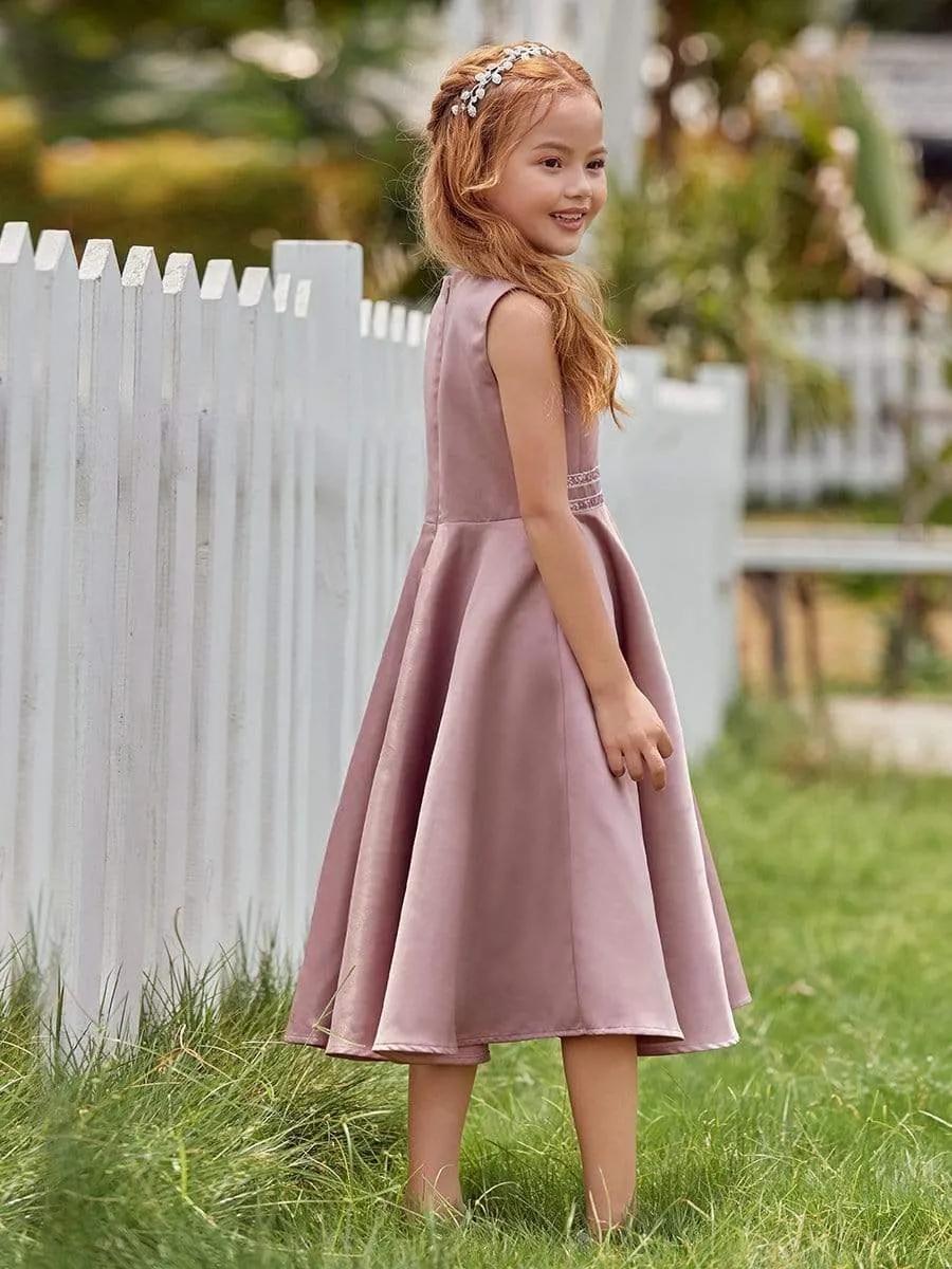 Simple Flower Girl Dresses for Wedding with Round Neck