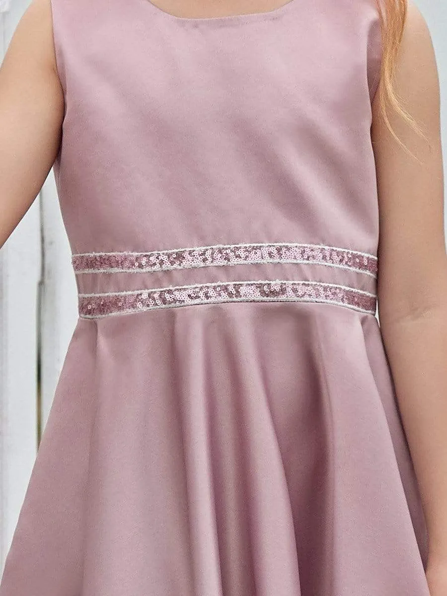 Simple Flower Girl Dresses for Wedding with Round Neck