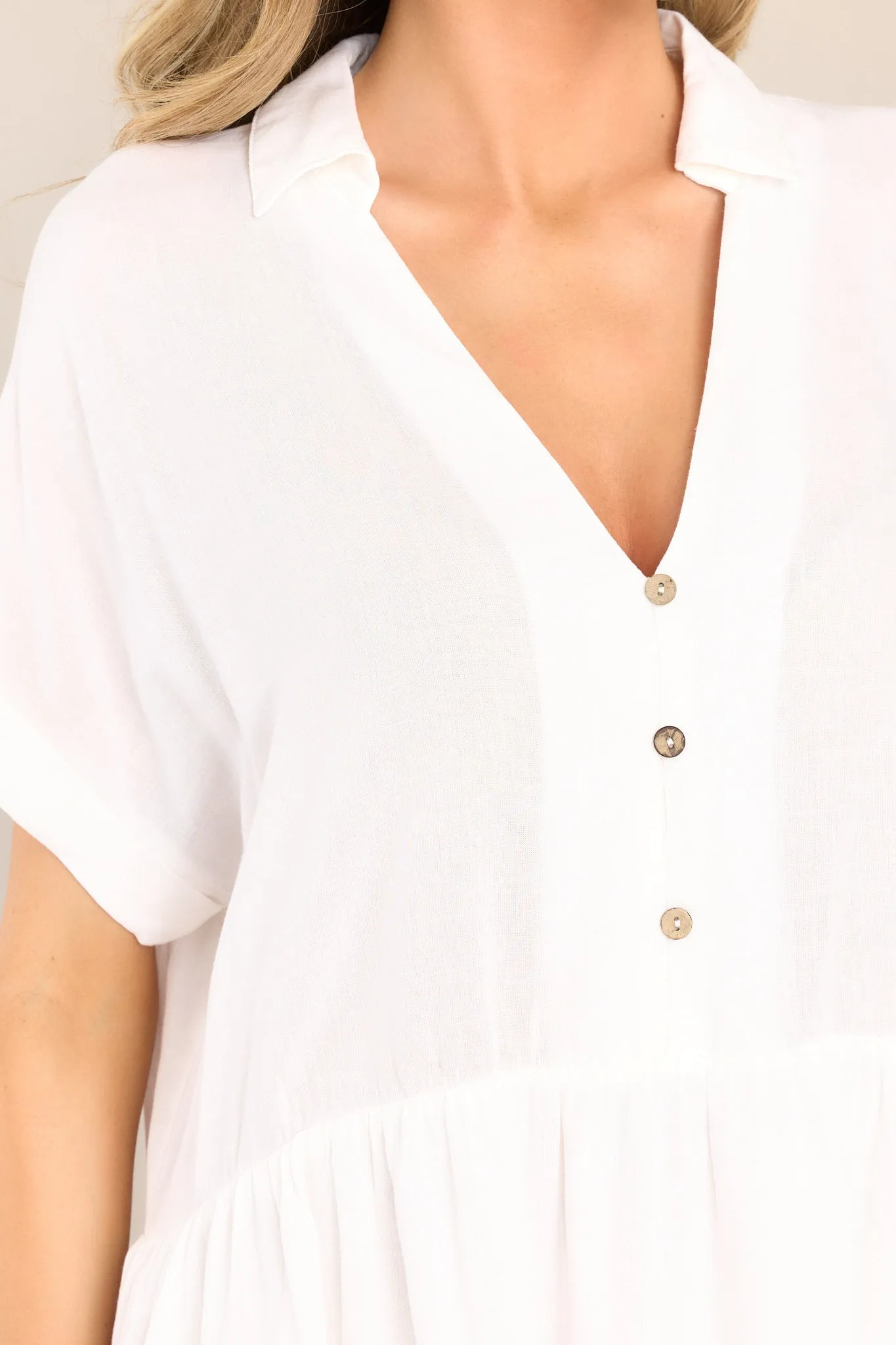 Skyline Dream Button Front White Mini Dress