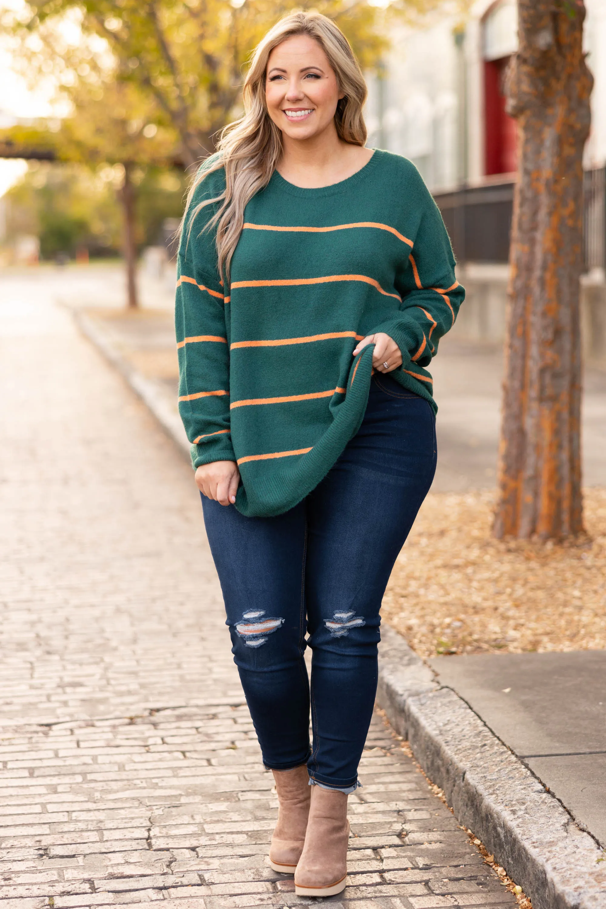 Slumber Party Sweater, Olive-Rust