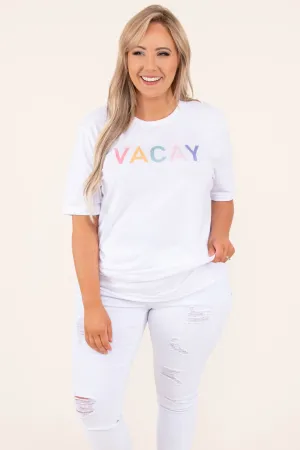 Summer Vacay Tee, White-Pink