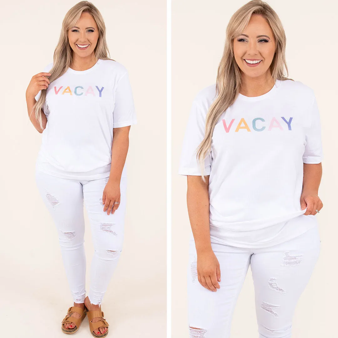 Summer Vacay Tee, White-Pink