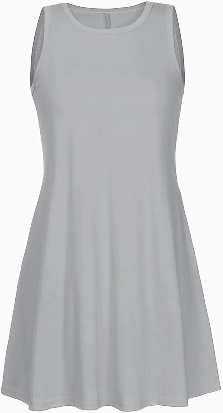 Sun Dresses for Women Casual Sleeveless Solid Ruffle Mini Dress with Pockets Summer Fashion Beach Party Dress 2024