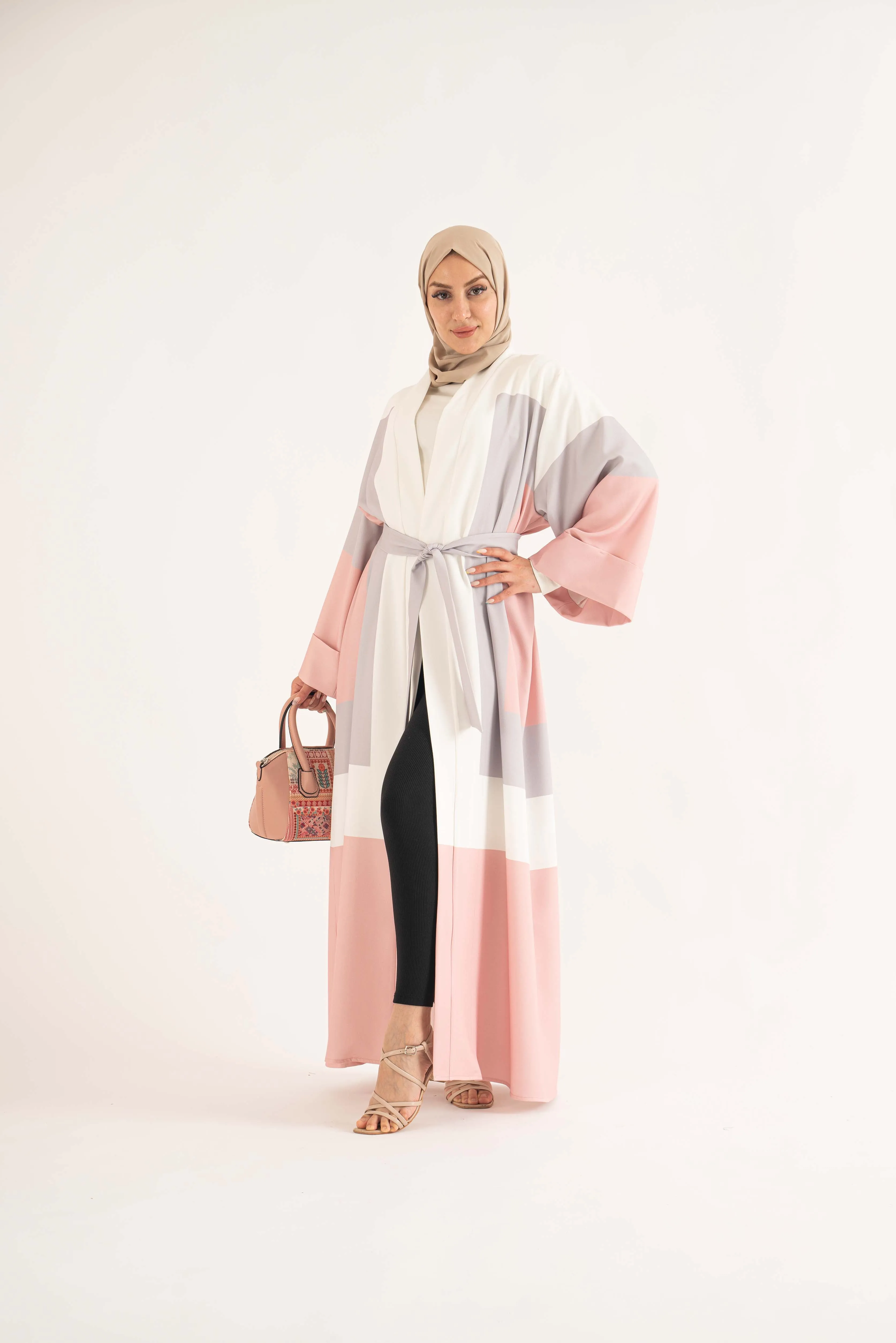 Tara Open Abaya Pink Peach