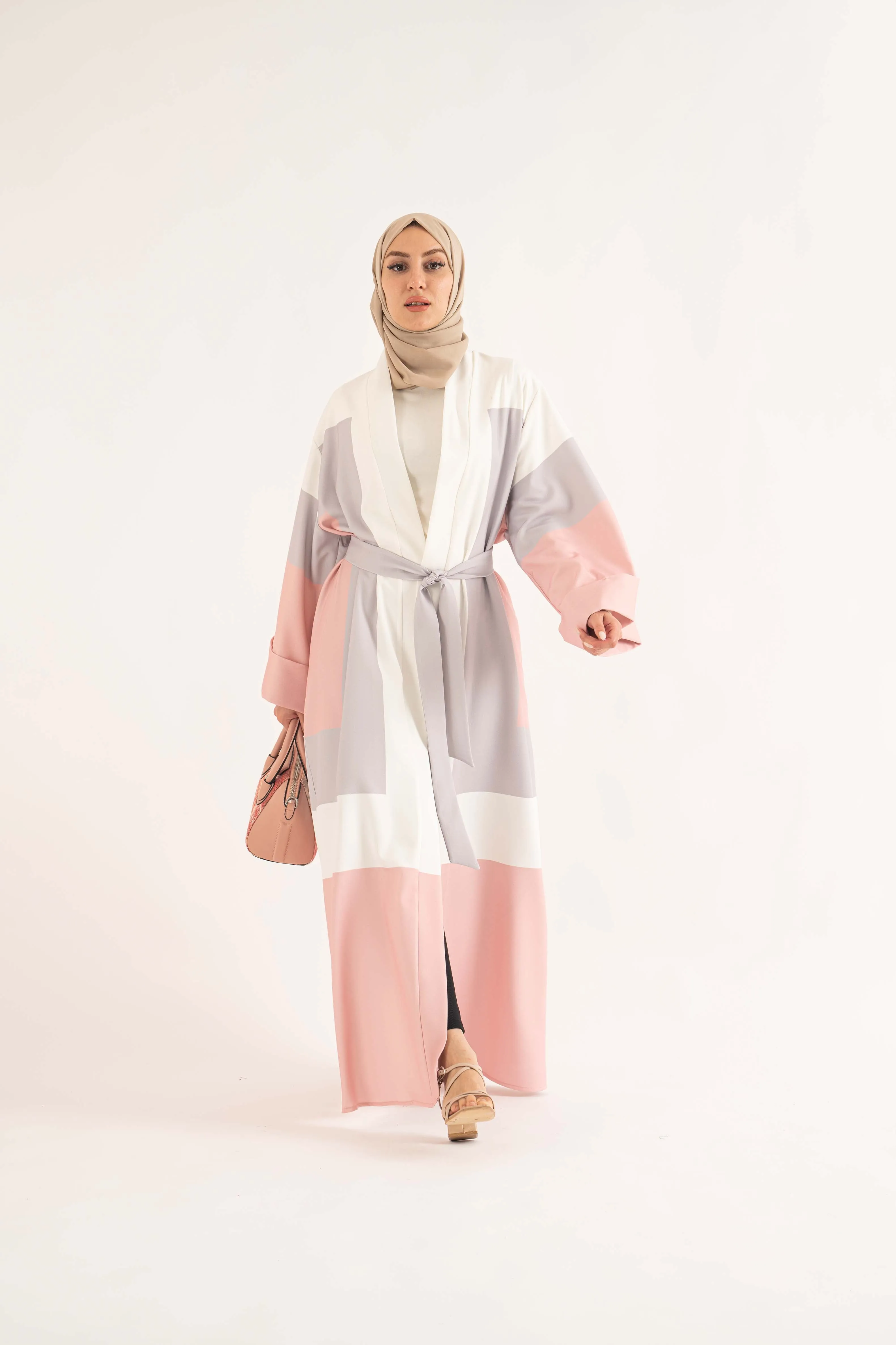 Tara Open Abaya Pink Peach