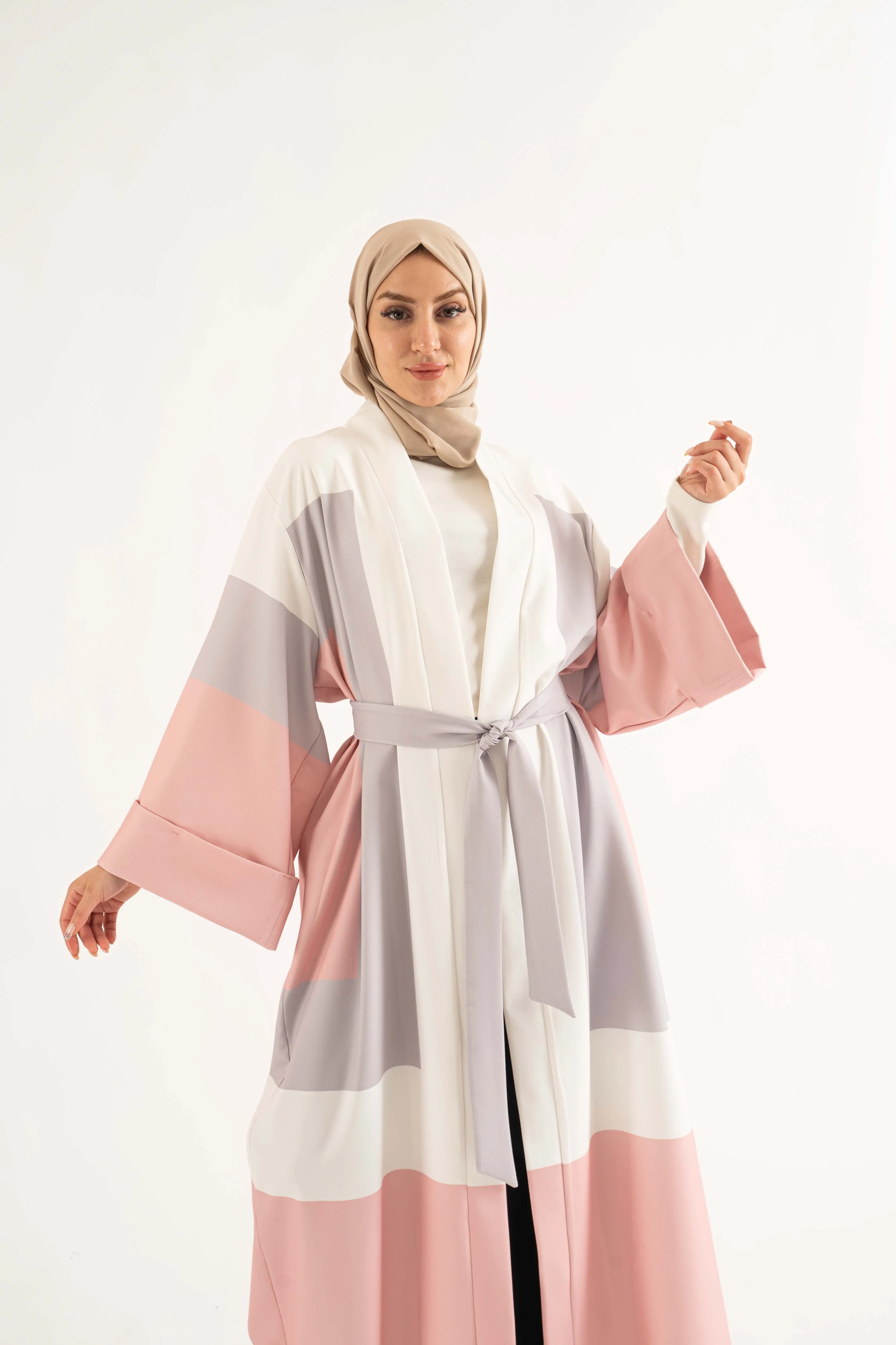Tara Open Abaya Pink Peach