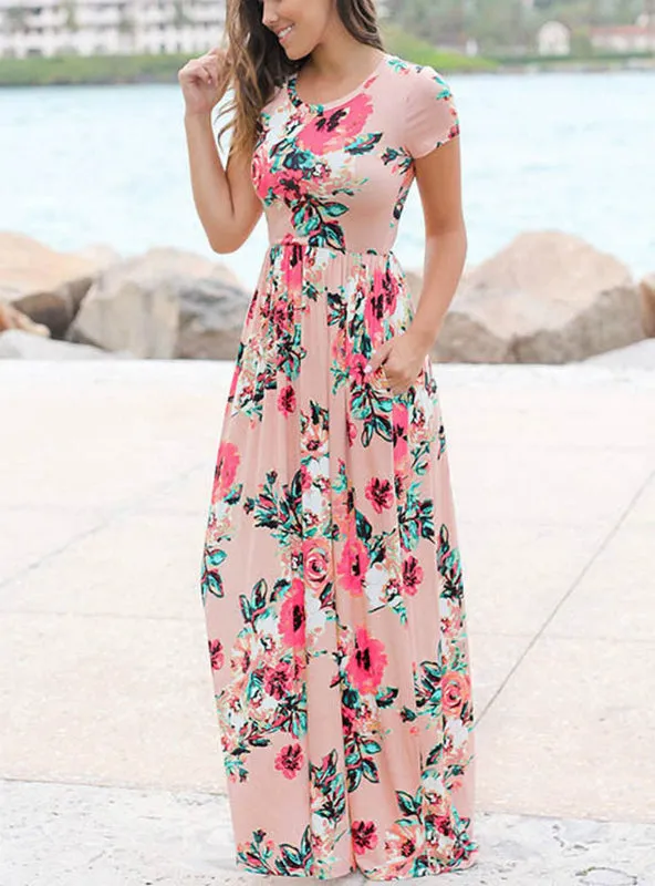 TastyHottie - Short Sleeve O Neck Beach Boho Long Dress Loose Maxi Dress