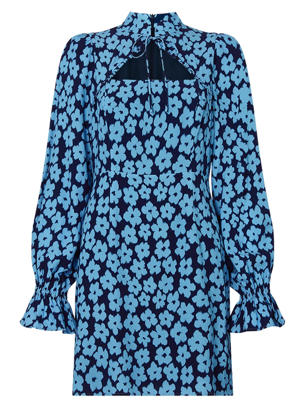 Valentina Blue Blurred Floral Mini Dress