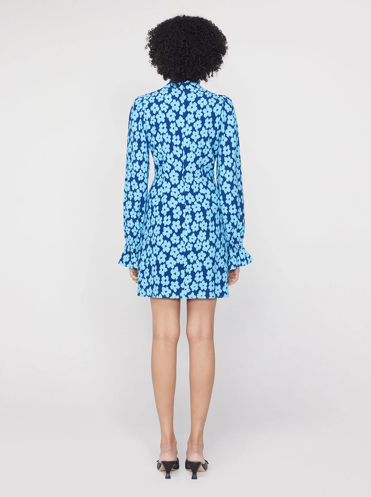Valentina Blue Blurred Floral Mini Dress