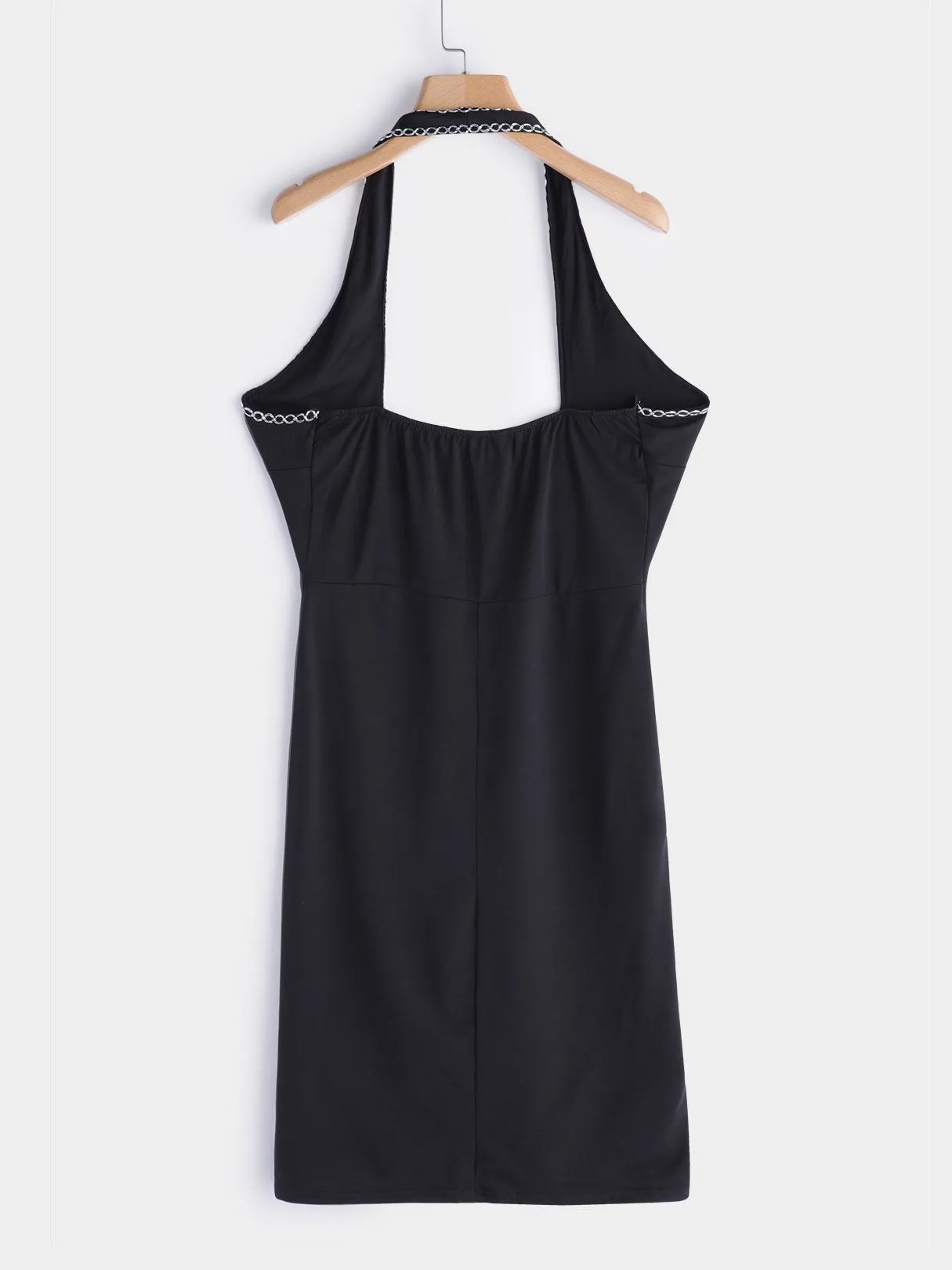 Wholesale Black Halter Sleeveless Plain Crossed Front Backless Cut Out Sexy Dresses